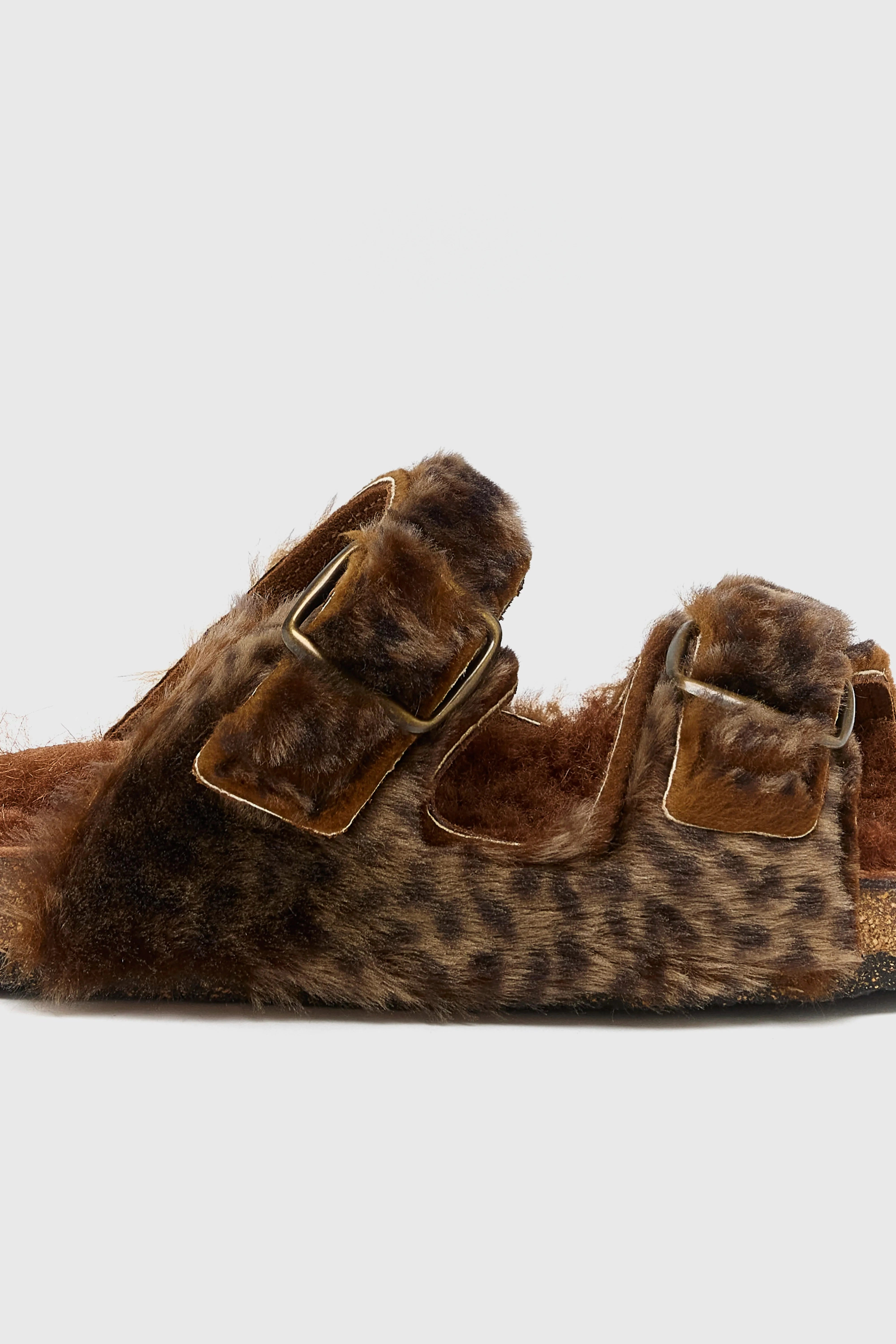 Leopard Sheepskin Sandals  (252 / W / BROWN) Ventilated