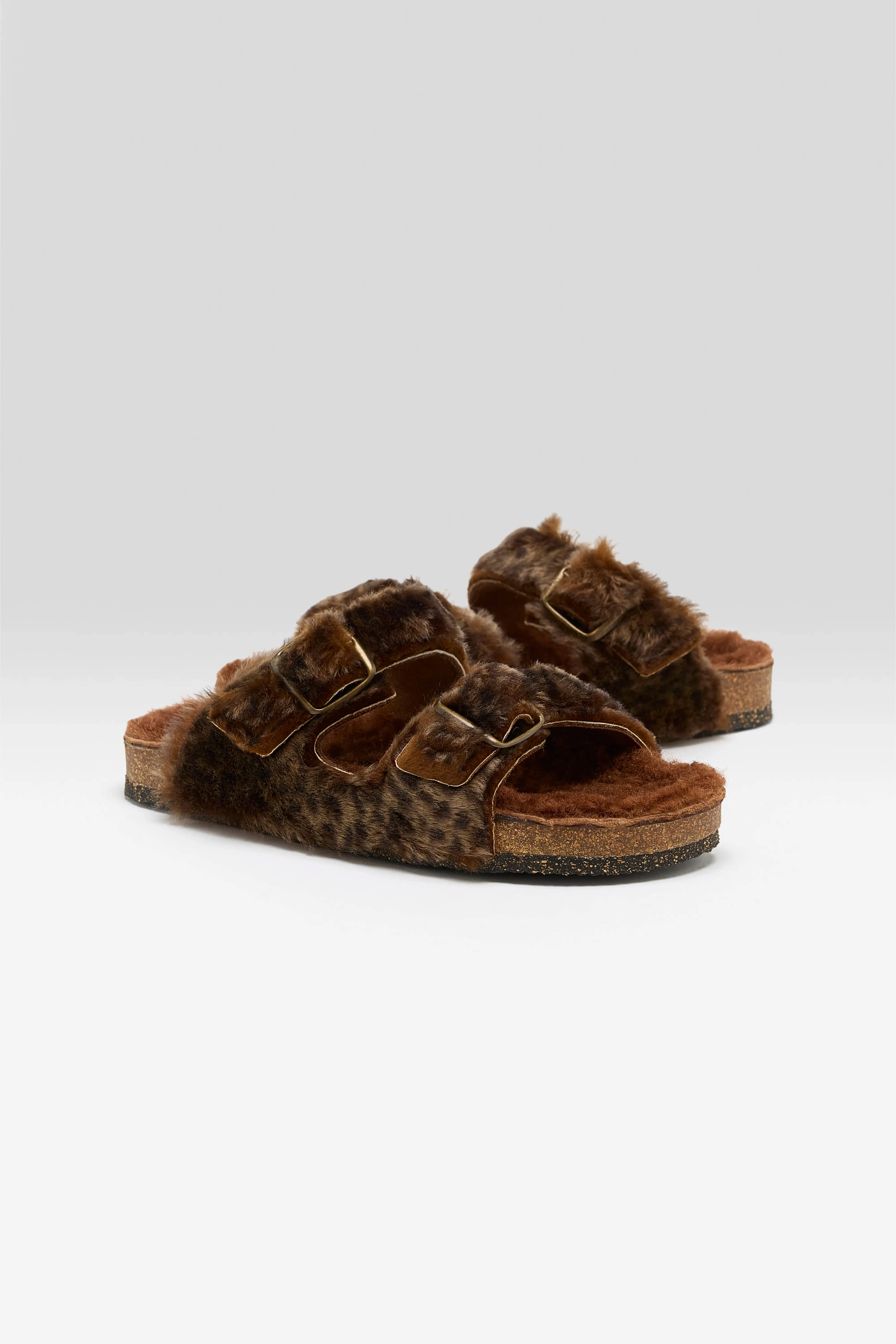 Everyday Use Work From Home Leopard Sheepskin Sandals  (252 / W / BROWN)