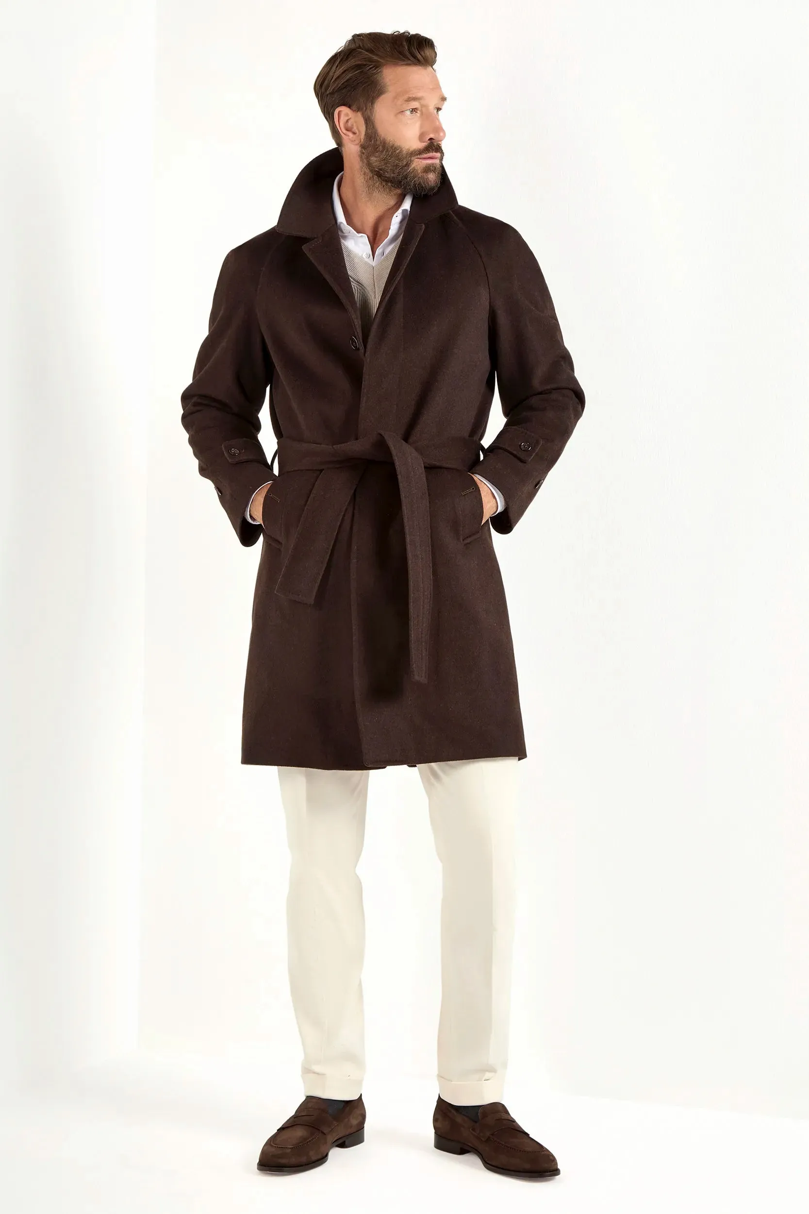 Heavyweight Fabric Brown raglan coat - Made in Italy