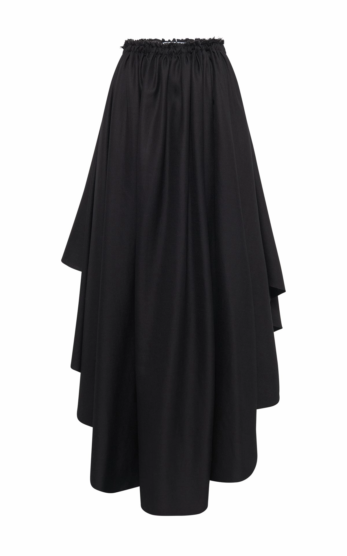Shopping Trip High Rise Dea Pleated Maxi Skirt in Black Virgin Wool Silk Linen