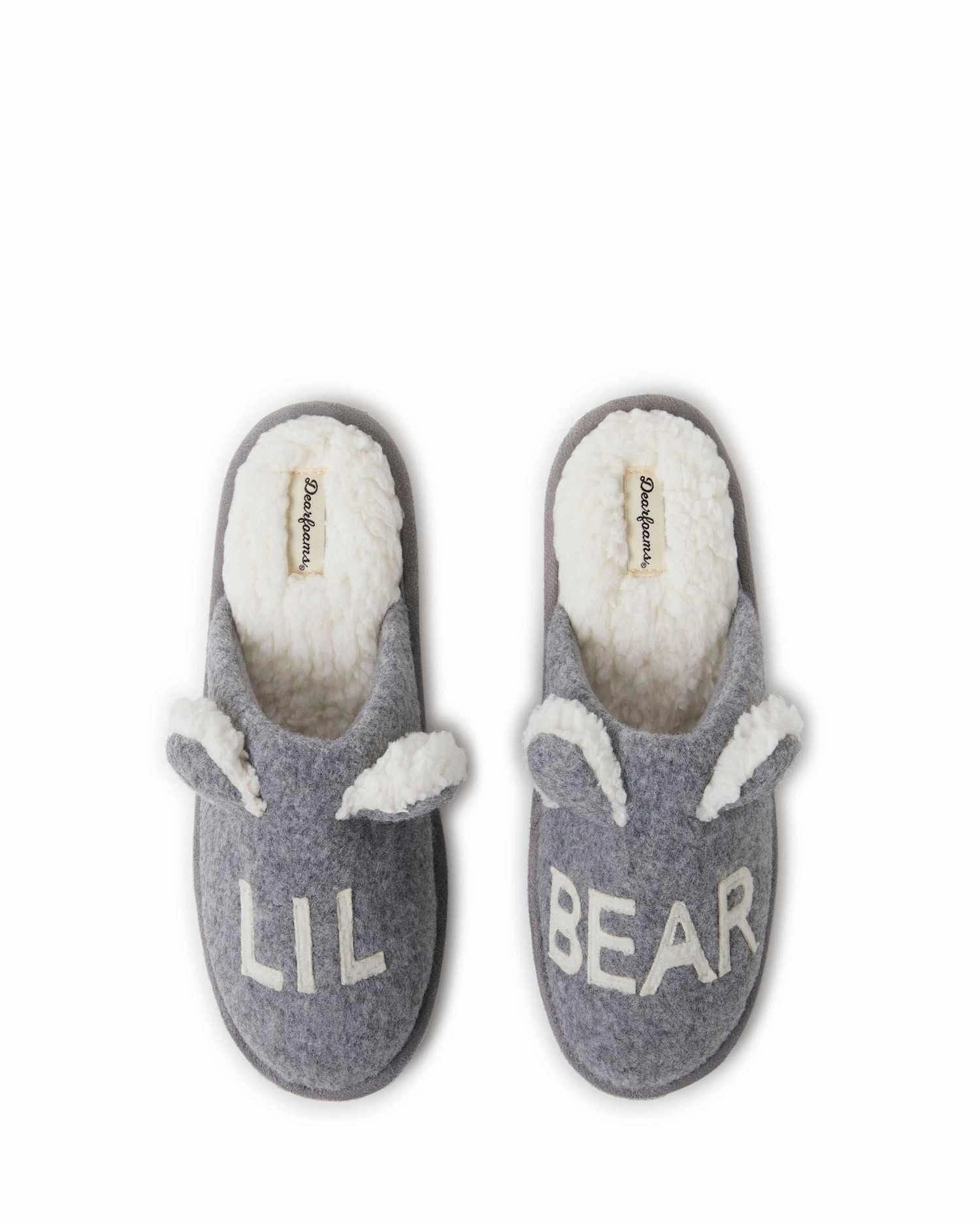 Dearfoams Kid's Casey Lil Bear Family Scuff Slipper Chill Fit Footwear Anti   Odor
