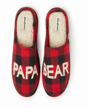 Dearfoams Men's Buffalo Check Papa Bear Dad Clog House Slipper Comfortable Grip