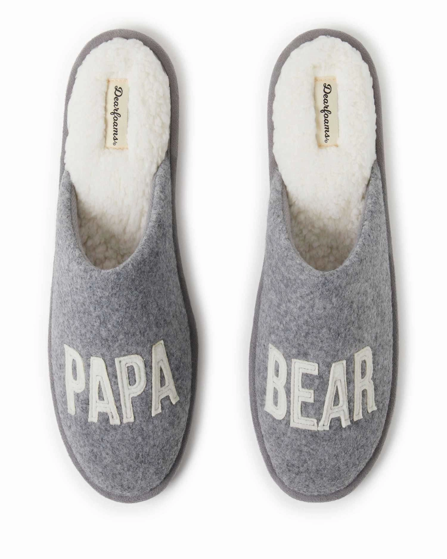 Natural Fiber Construction Slip Resistant Layer Dearfoams Men's Carson Papa Bear Dad Scuff Slipper