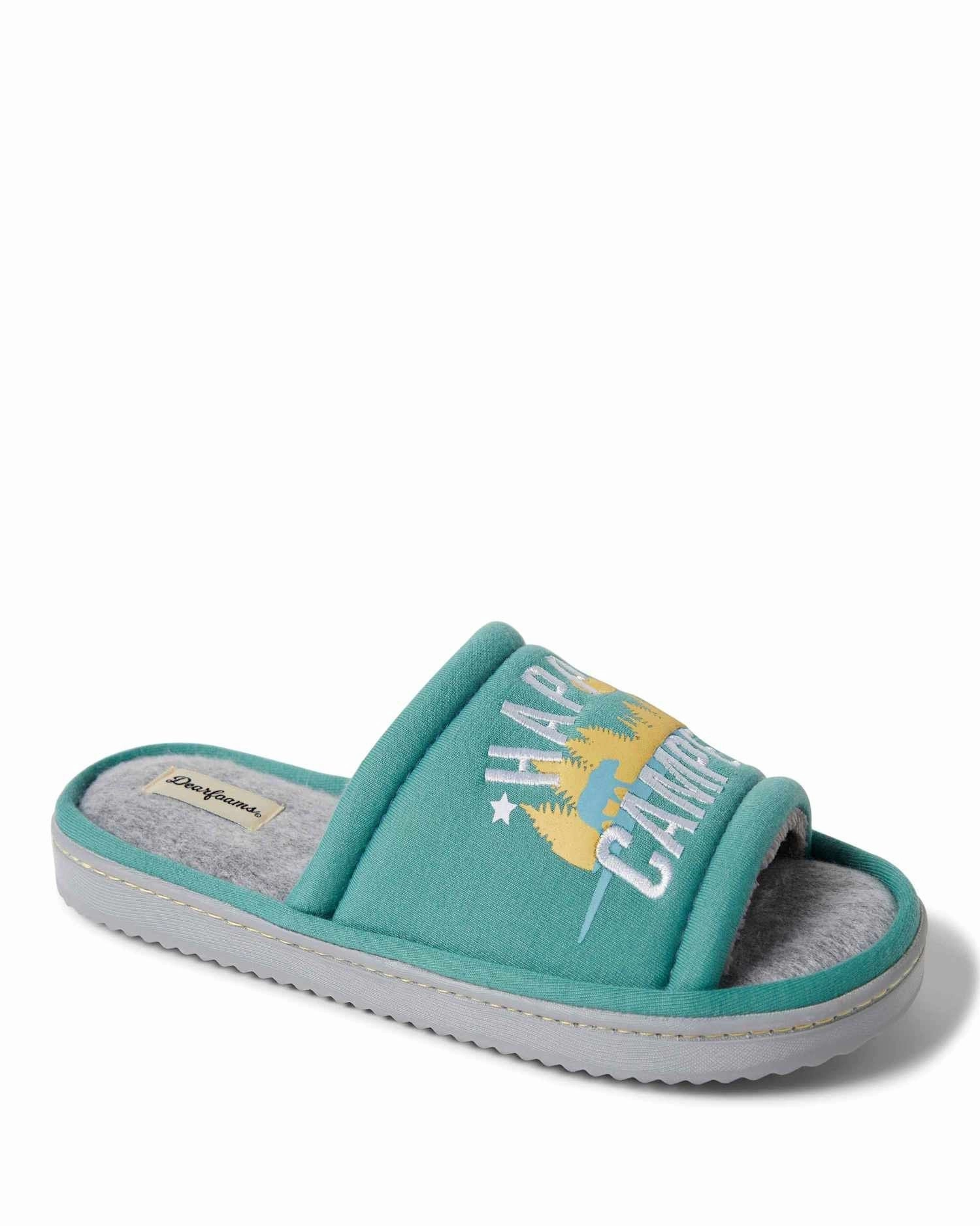 Precision engineering Dearfoams Men??s Lennox Happy Camper Knit Shower Slide House Slipper