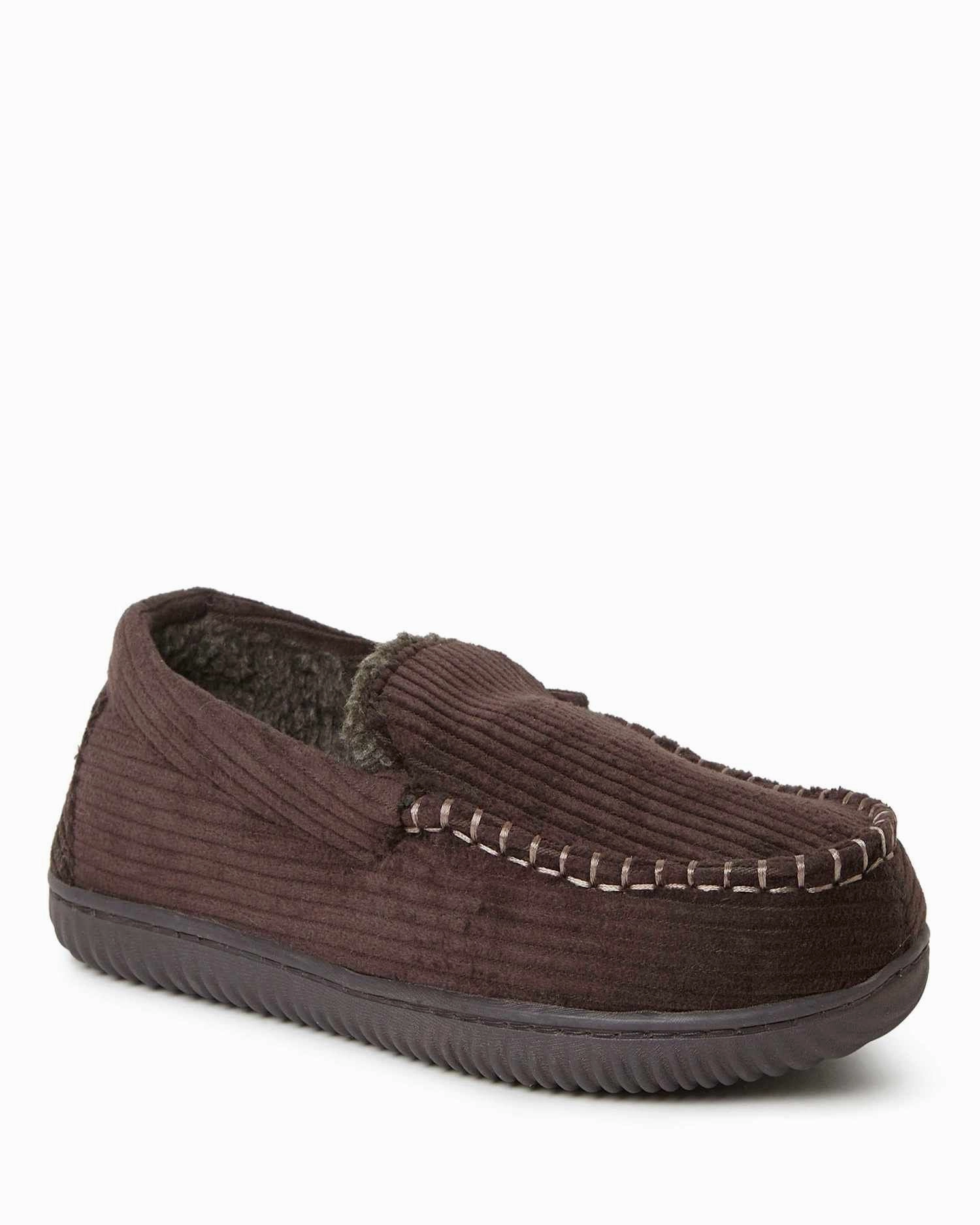 Poolside Comfort Dearfoams Men's Niles Corduroy Moccasin House Shoe Slipper