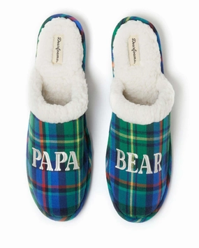 Comfortable Fitment Adjustable Straps Dearfoams Men's Papa Bear Plaid Dad Scuff Slipper