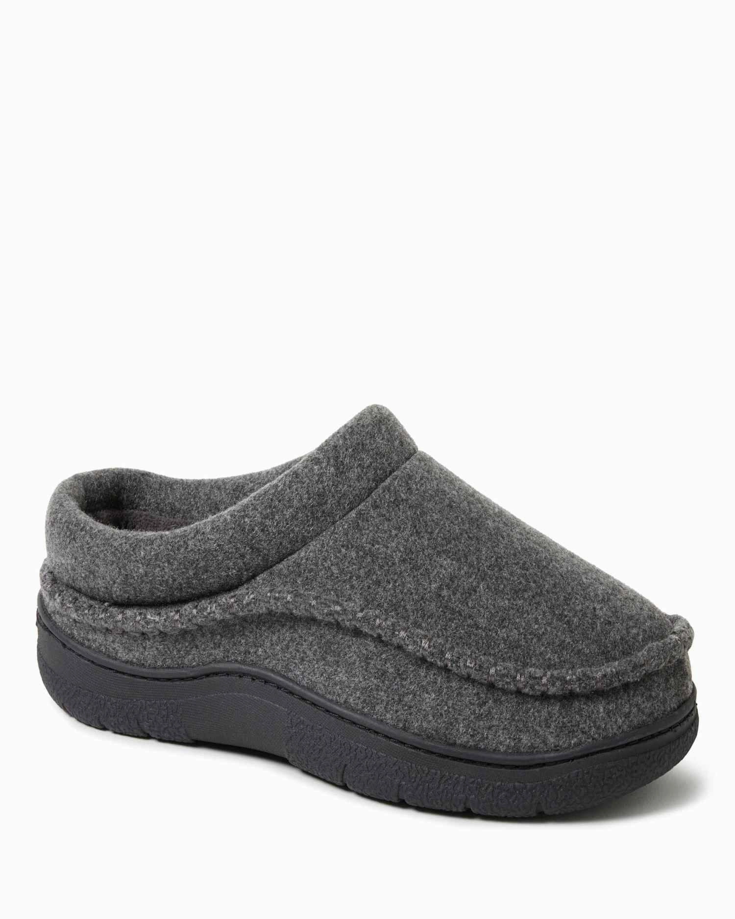 Slip Resistant Outsole Outdoor Use Dearfoams Men's Thompson Wool Blend Clog Slipper