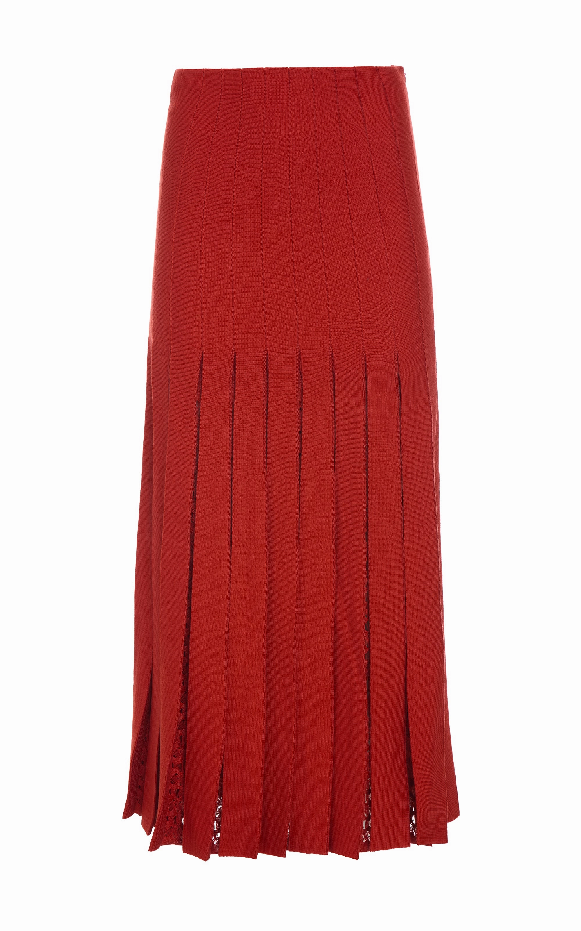 Cool Details Debutante Knit Pleated Maxi Skirt in Antelope Orange Merino Wool