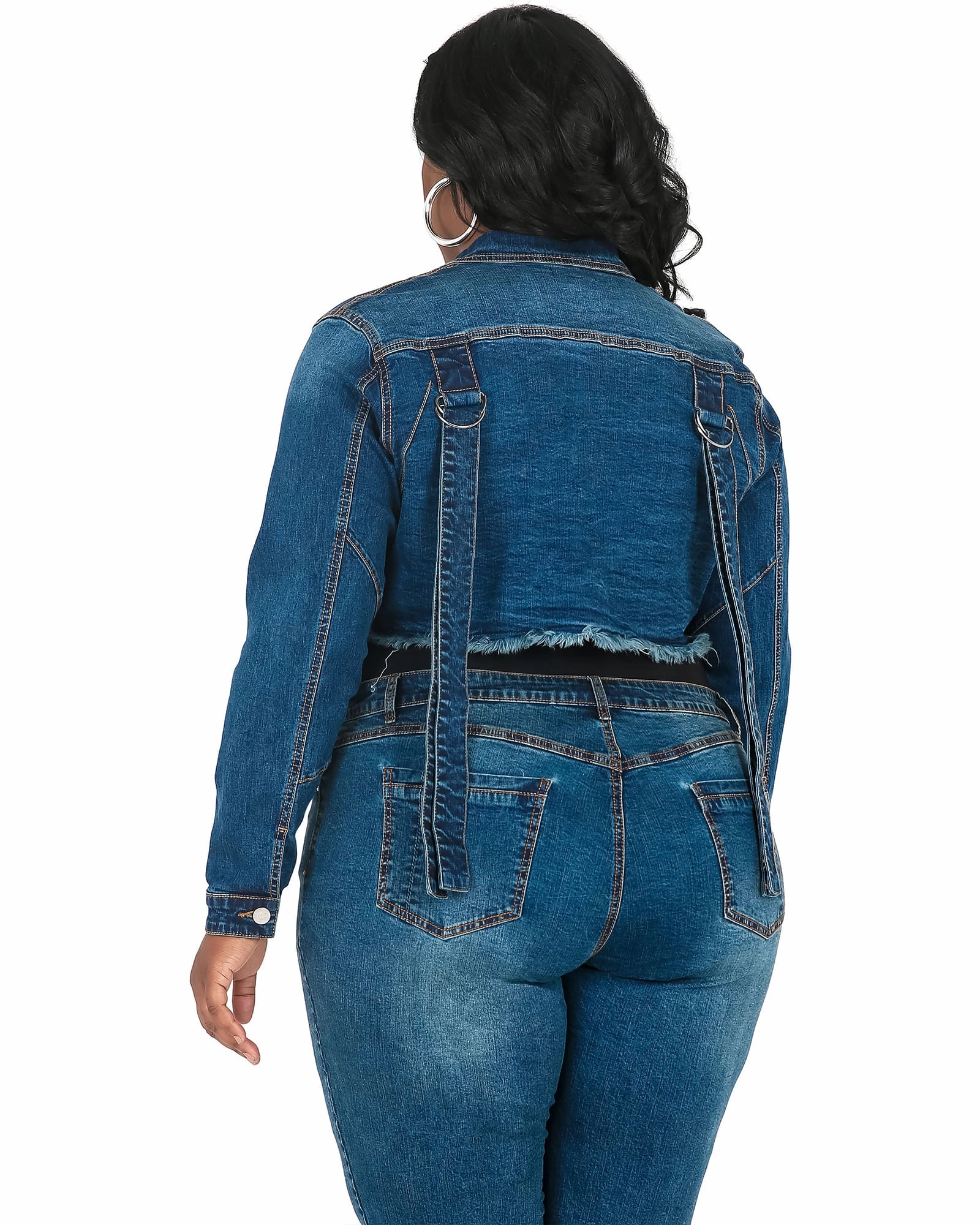 Deena Frayed Hem Cropped Denim Jacket | Blue Winter Protection Comfort Shield