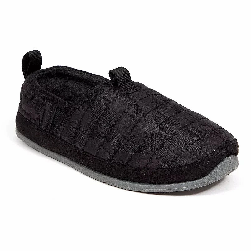Deer Stags Lil Yuma Slippers Kids  Black Quilted Round Toe Slip On JOBB1699 Weekend Casual EnhancedGrip