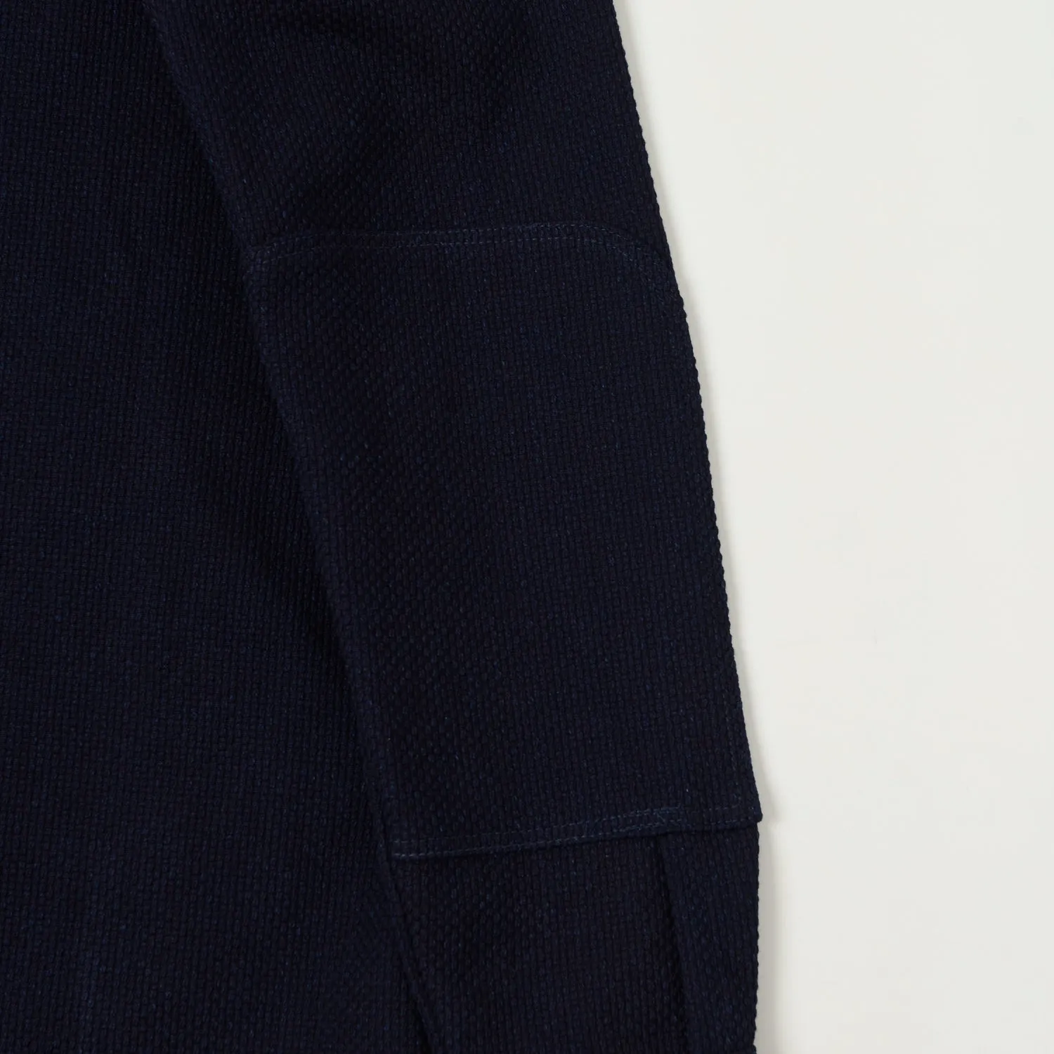 Geometric Print handmade touch Dehen 1920 Crissman Sashiko Over Shirt - Indigo