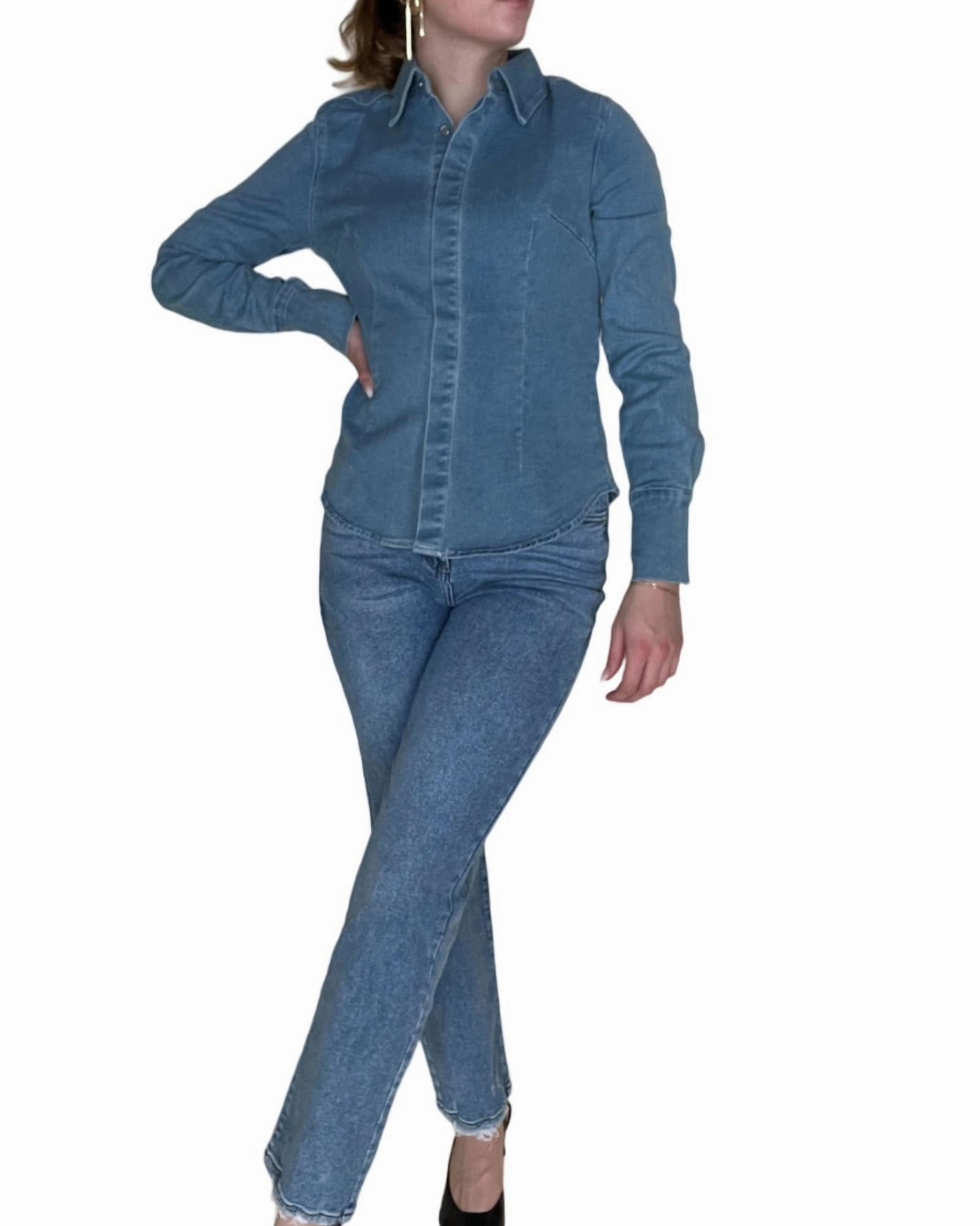 Storage Denim Top in Blue | Blue