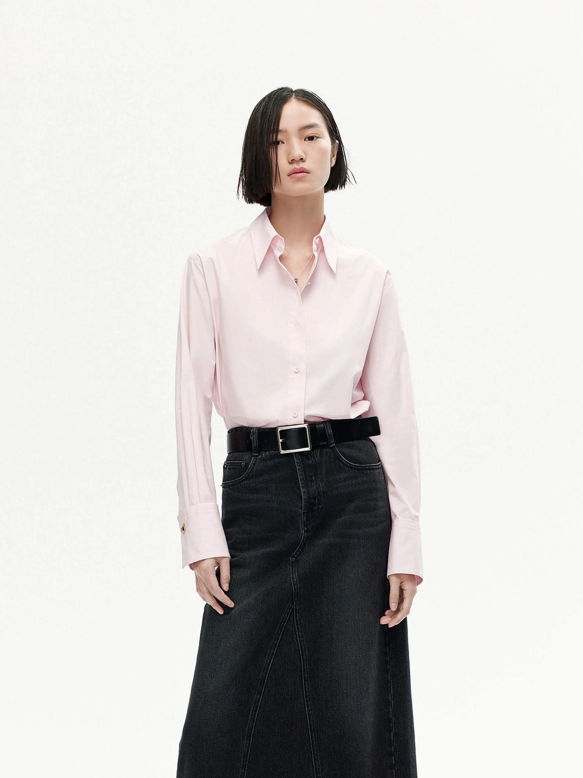 Breathable Material Back Pleated Cotton Shirt