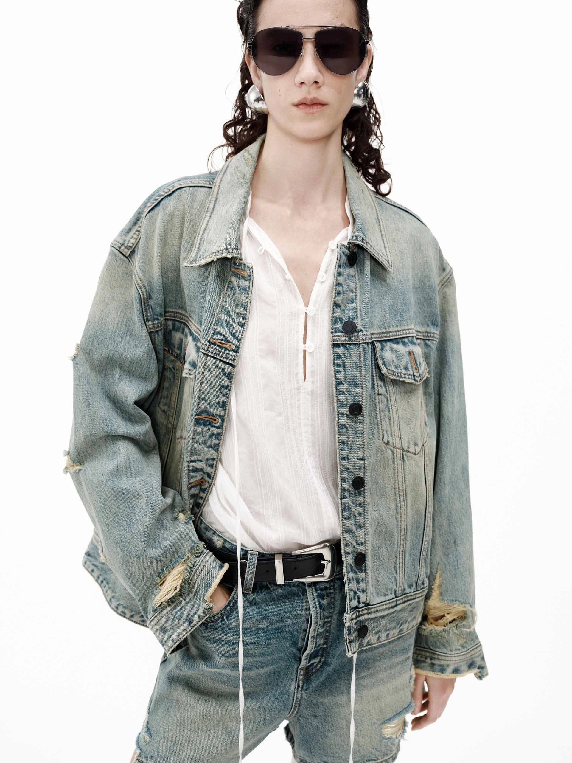 Distressed Cotton Jacket Stain Resistant