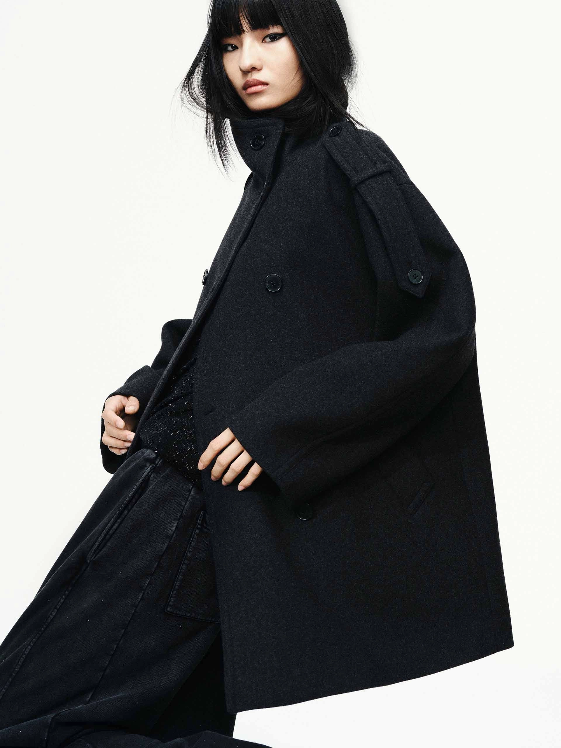 Double Breasted Wool Blend Coat Weather Ready