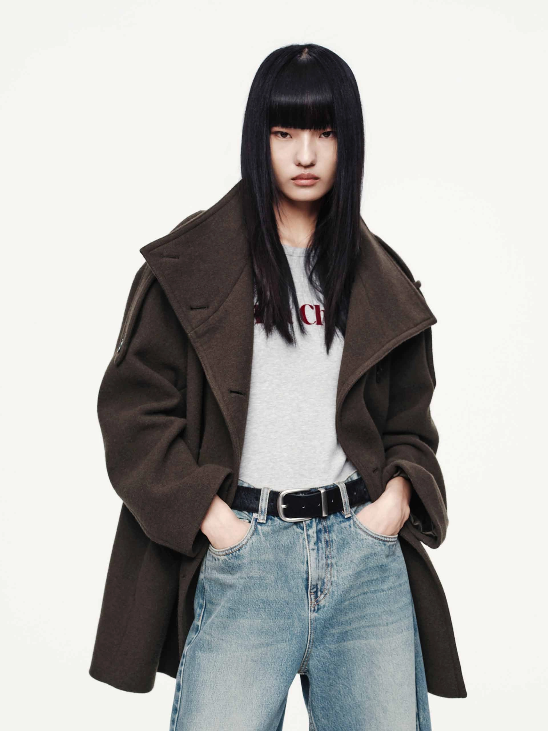 Double Breasted Wool Blend Coat Dynamic Compression Fit