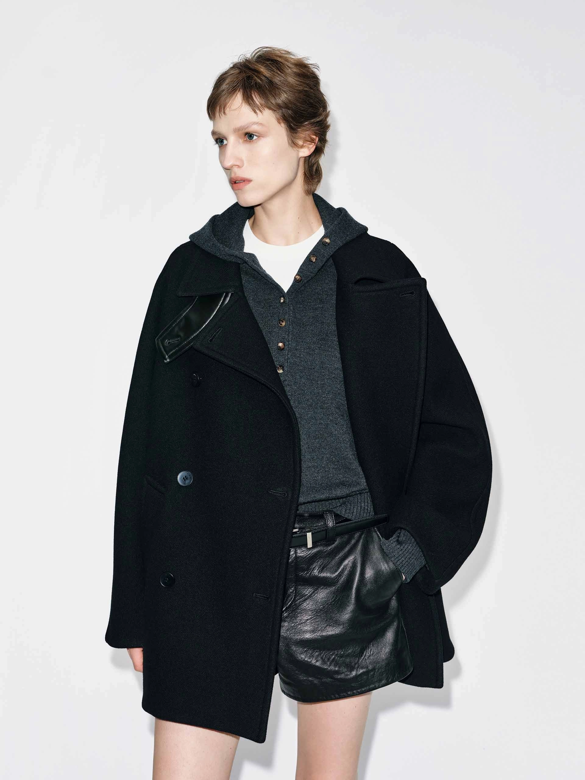 Double Breasted Wool Coat mesh ventilation