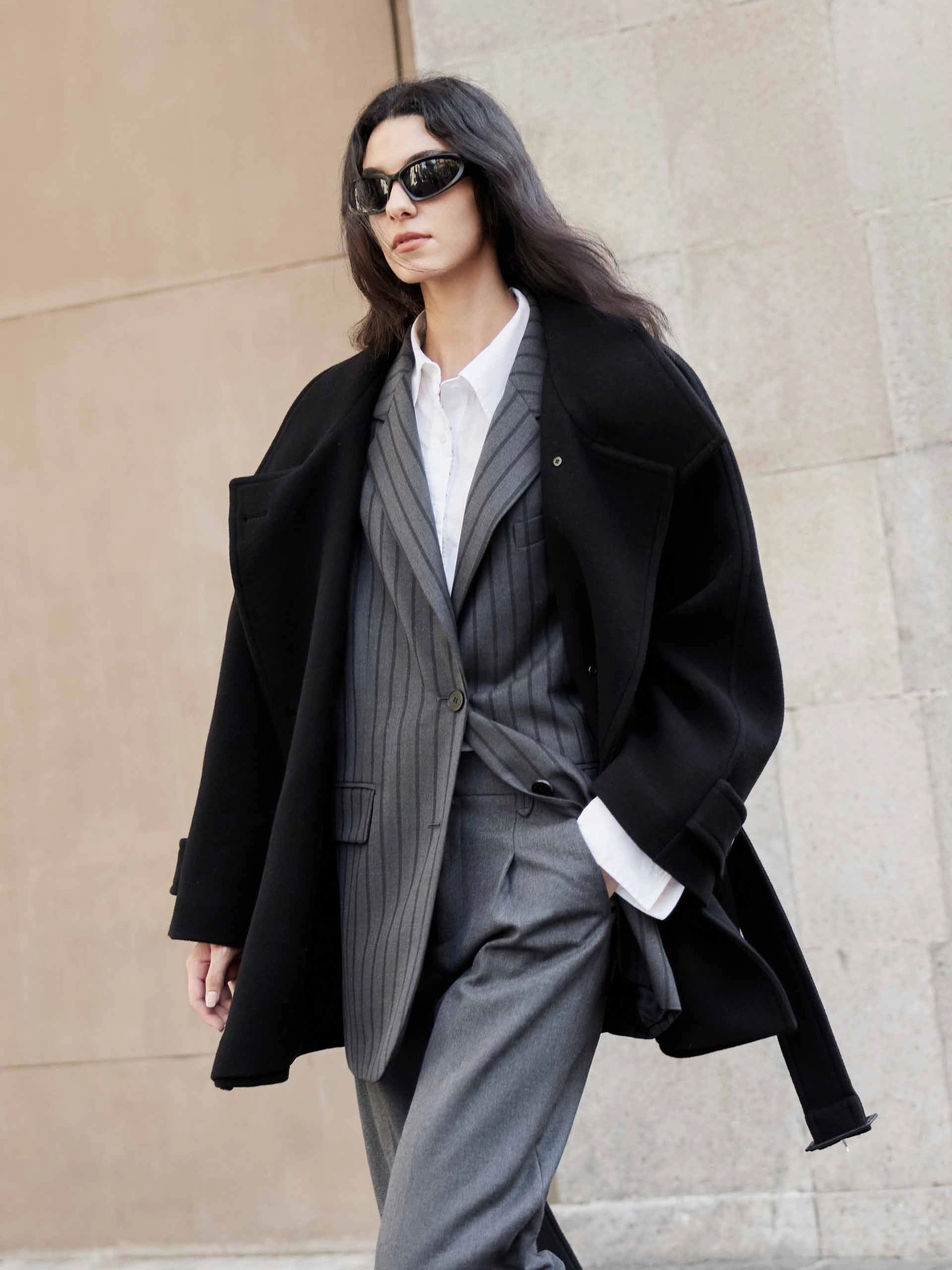 Double Faced Midi Coat Recycled Textile