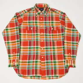 Autumn Look Premium Comfort Drake's Cotton Linen Madras Work Shirt - Red/Orange/Green