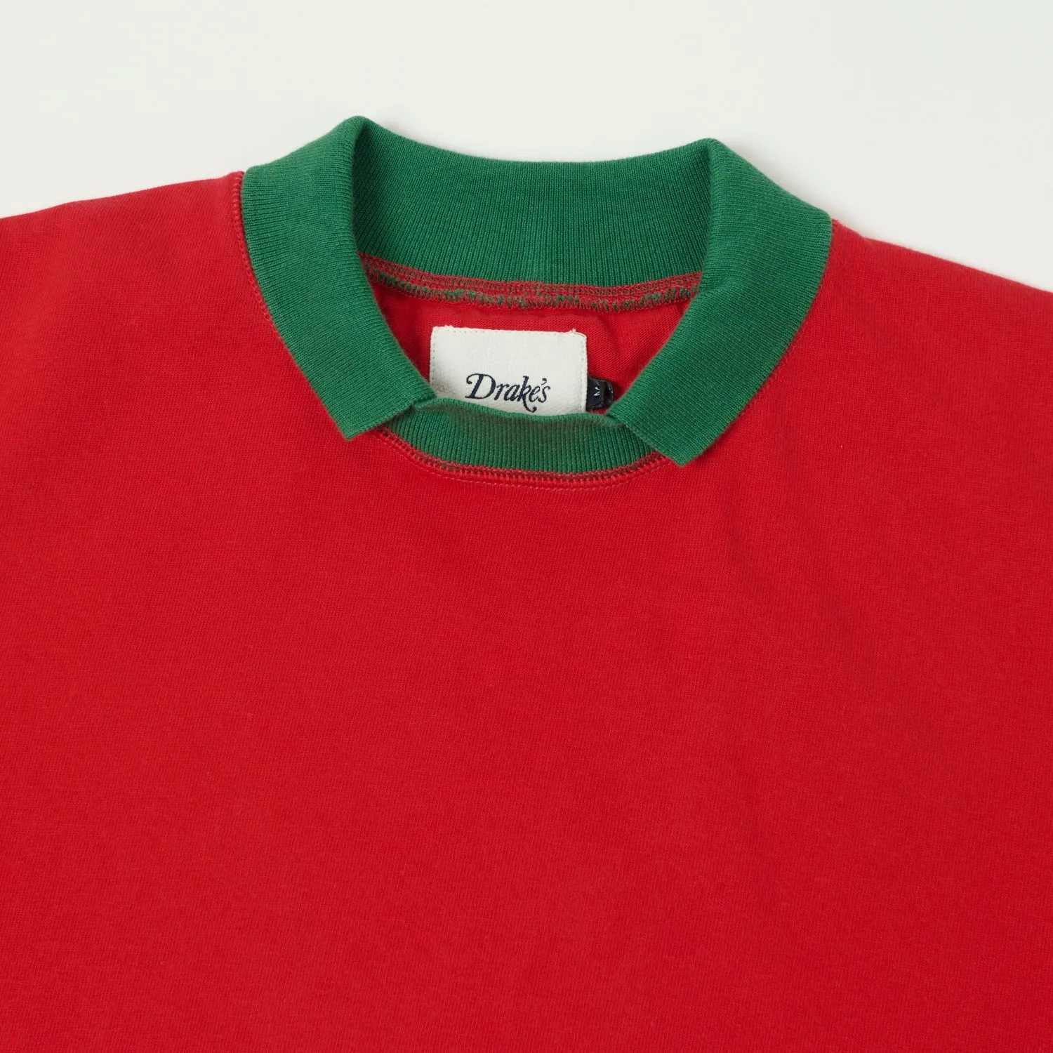 Seamless Side Panels Professional Style Drake's Half Block Mock Neck Rugby Shirt - Red/Blue/Green