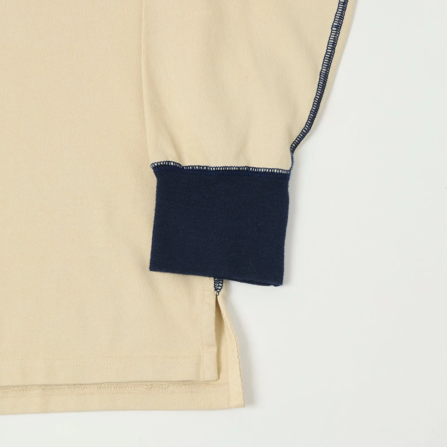 Drake's Half Block Multi Stripe Rugby Shirt - Ecru/Red/Yellow Simple Comfort