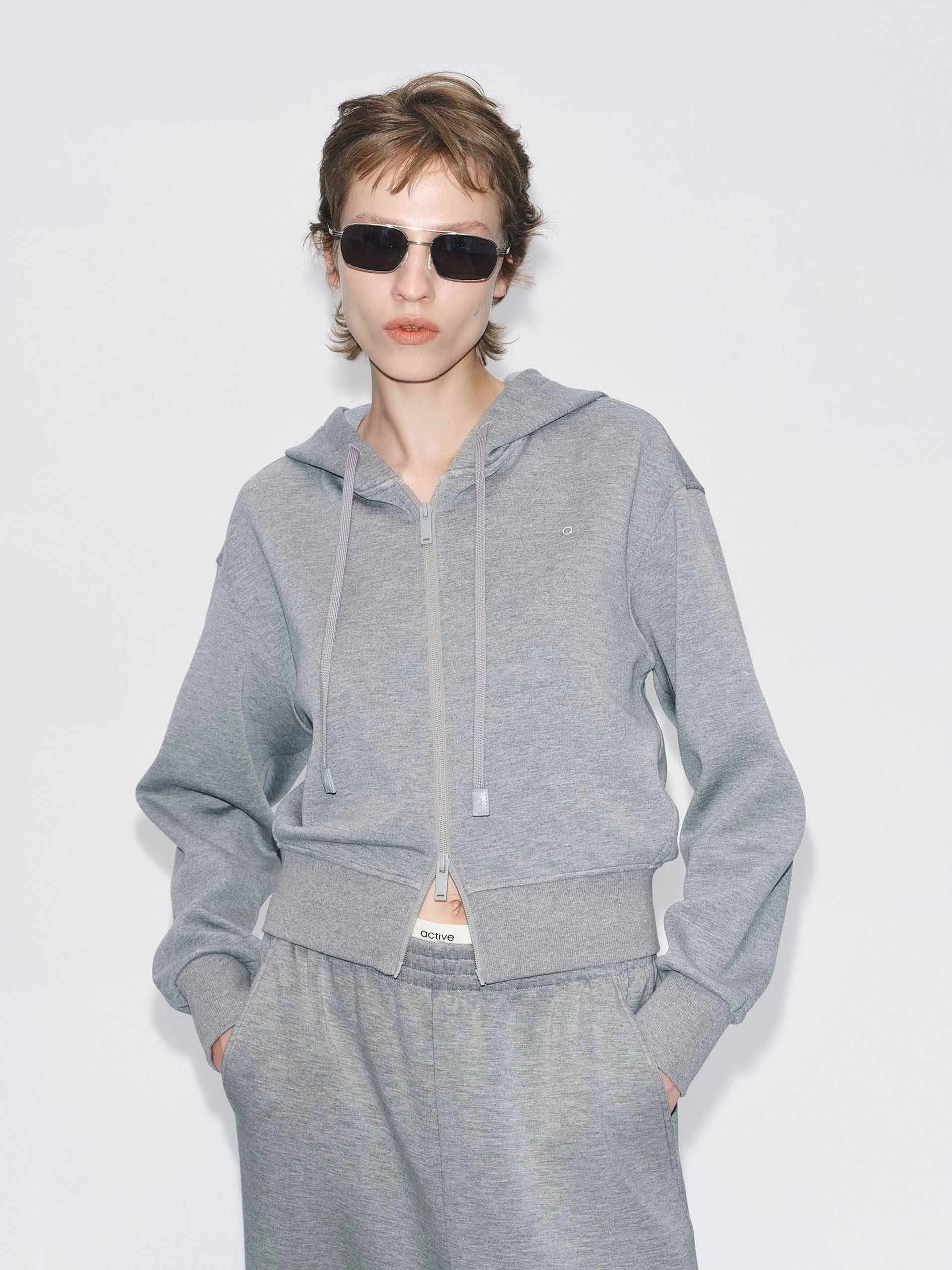 Drawstring Hooded Active Jacket mesh ventilation