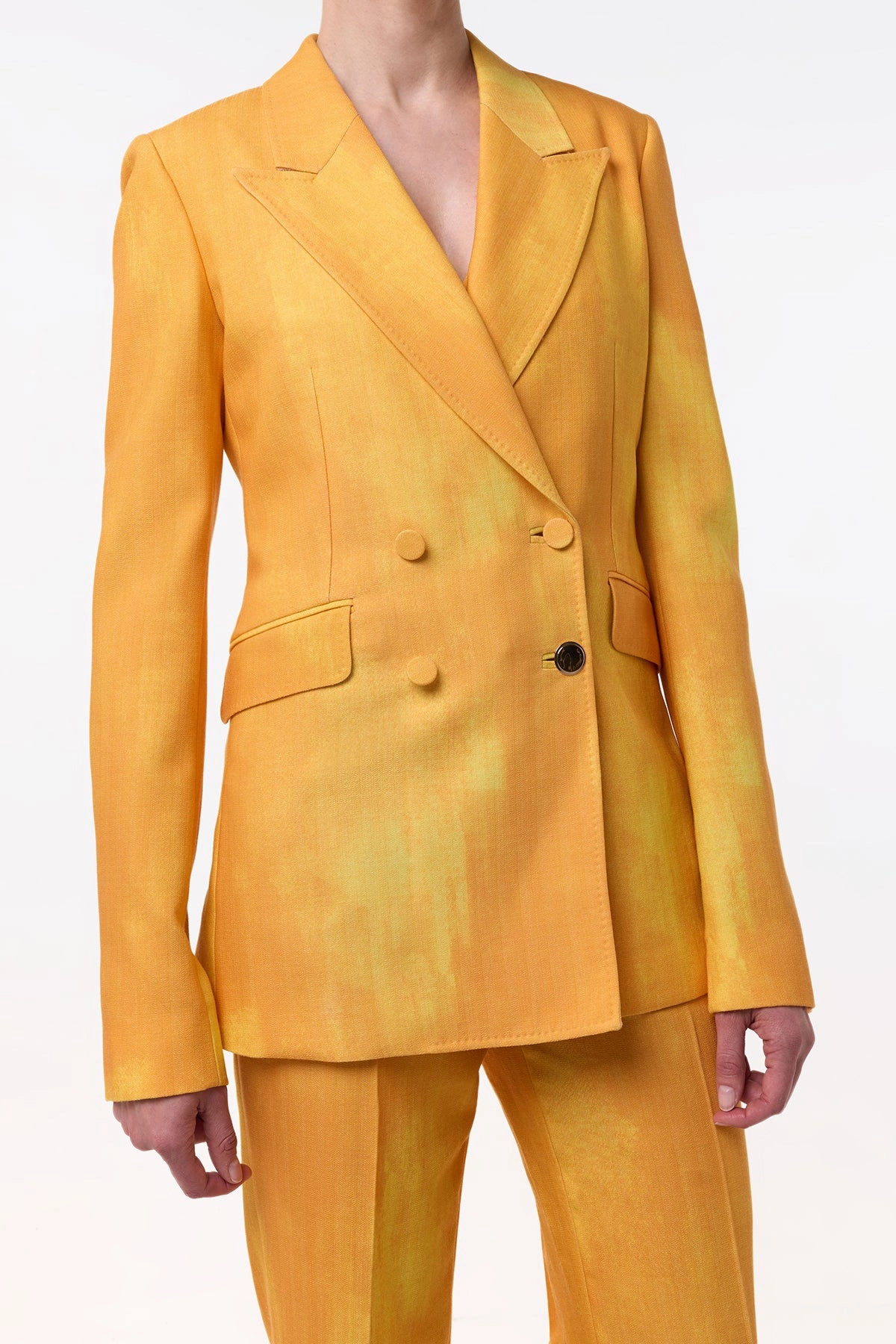 Crisp Wear Dapper Fit Angela Blazer in Cadmium Yellow Virgin Wool