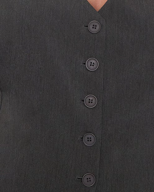 Office Babe Button Up Vest - Charcoal | Gray Everyday Jacket Overcome
