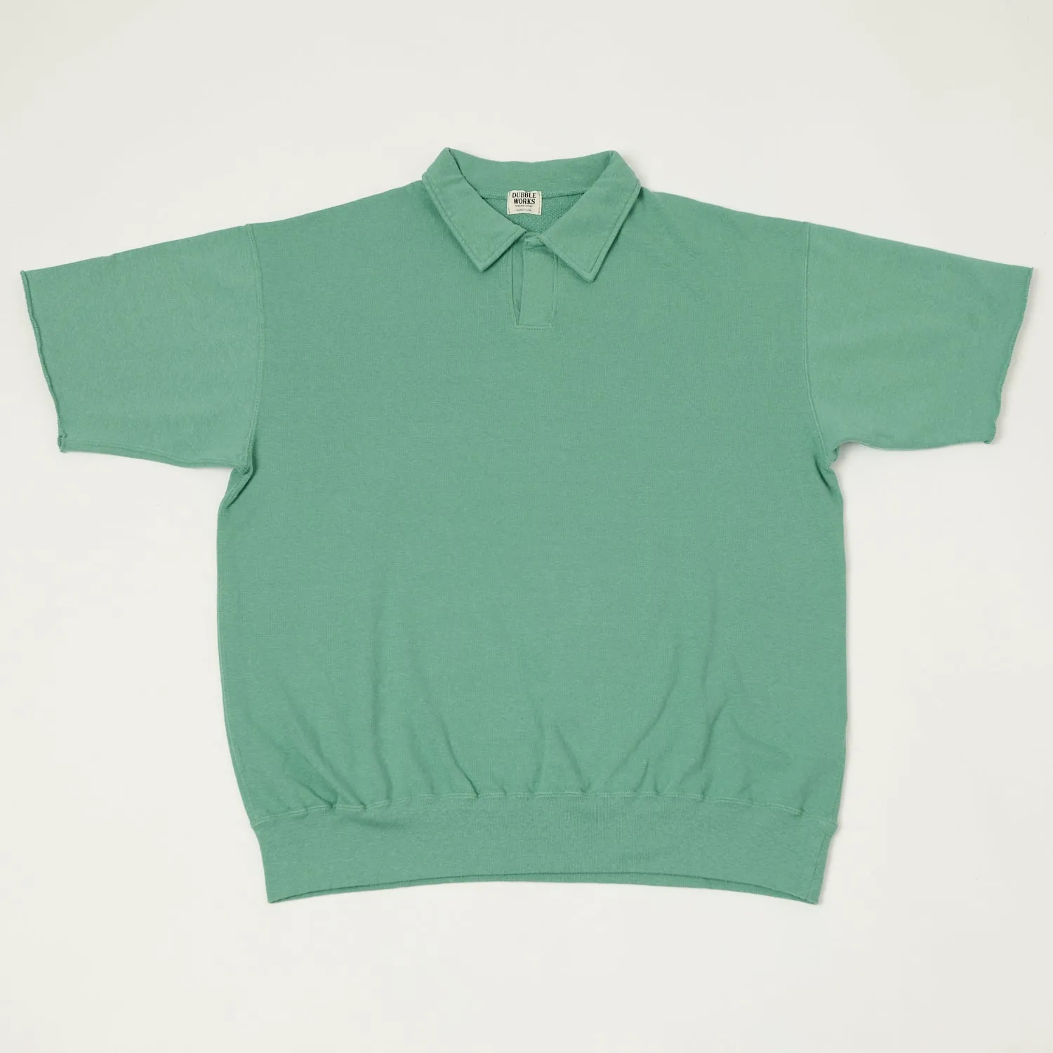 Dubbleworks Cut Off Sleeve Sweat Polo Shirt - Emerald All Day Fit