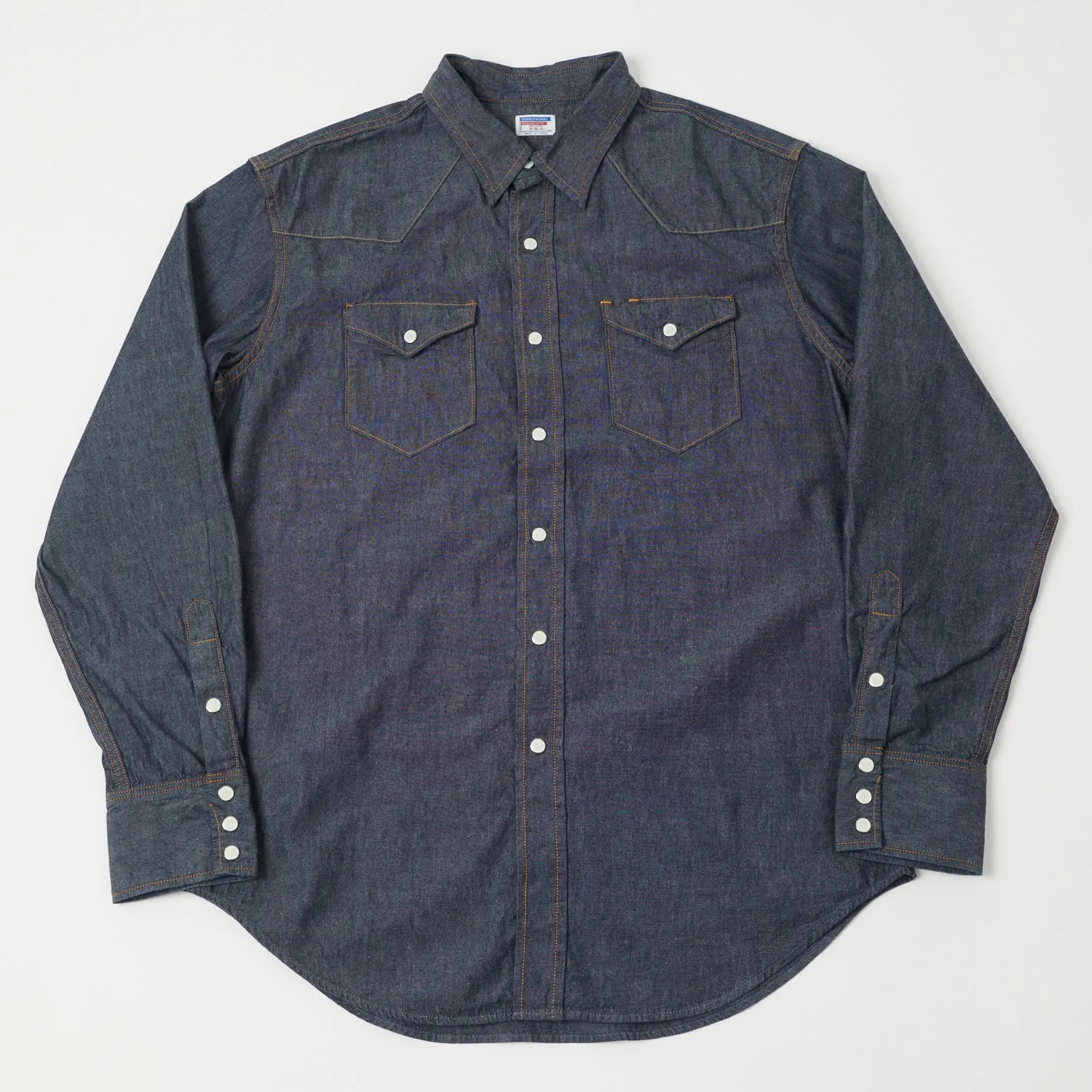 Trend-Driven Dubbleworks Lot. 43001 Chambray Western Shirt - Navy Blue