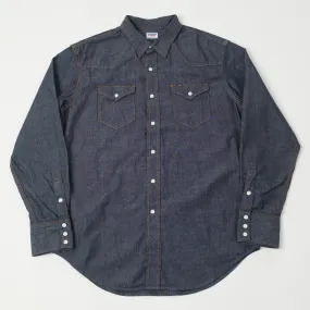 Trend-Driven Dubbleworks Lot. 43001 Chambray Western Shirt - Navy Blue