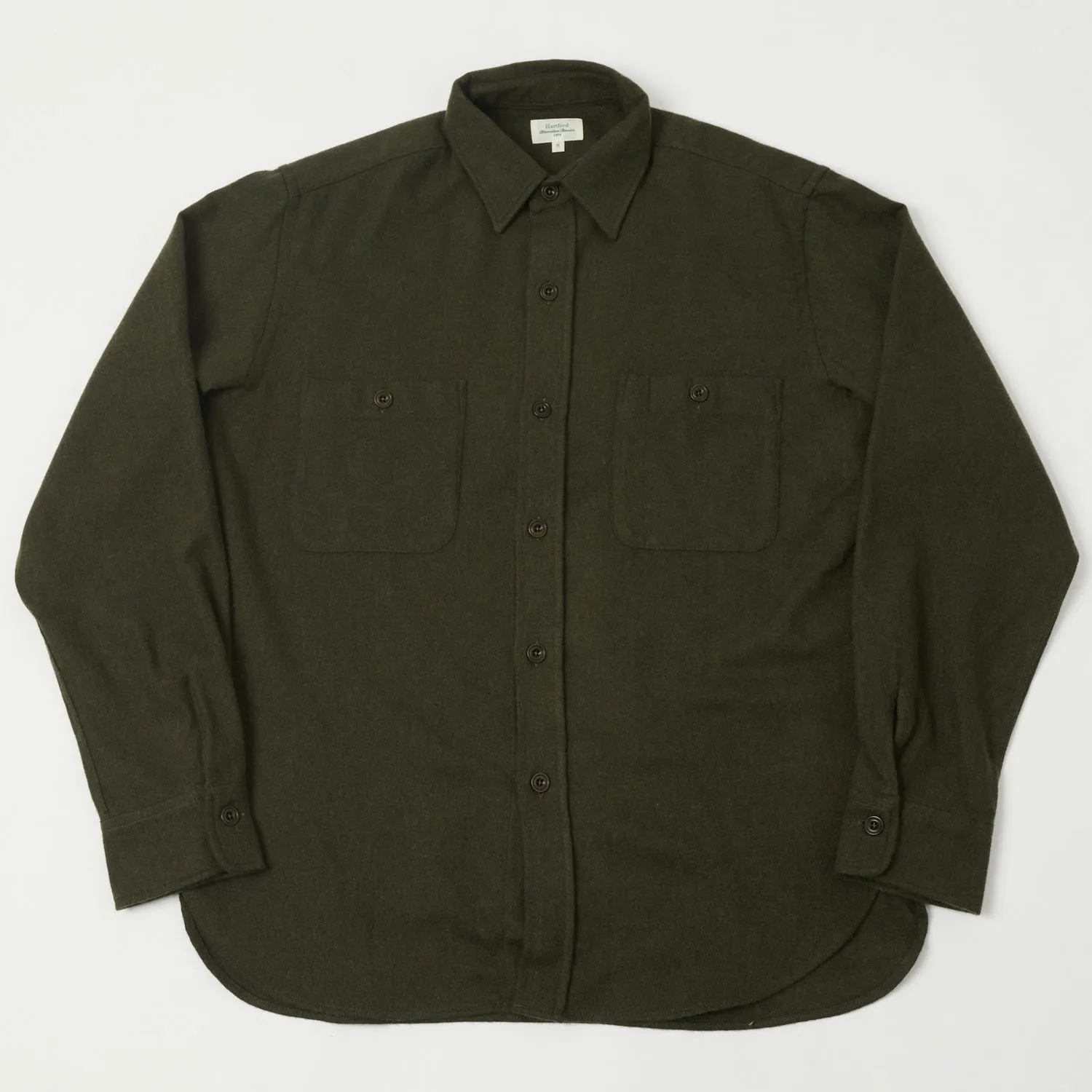 Minimalist Aesthetic Hartford 'Percey' Wool Shirt - Army