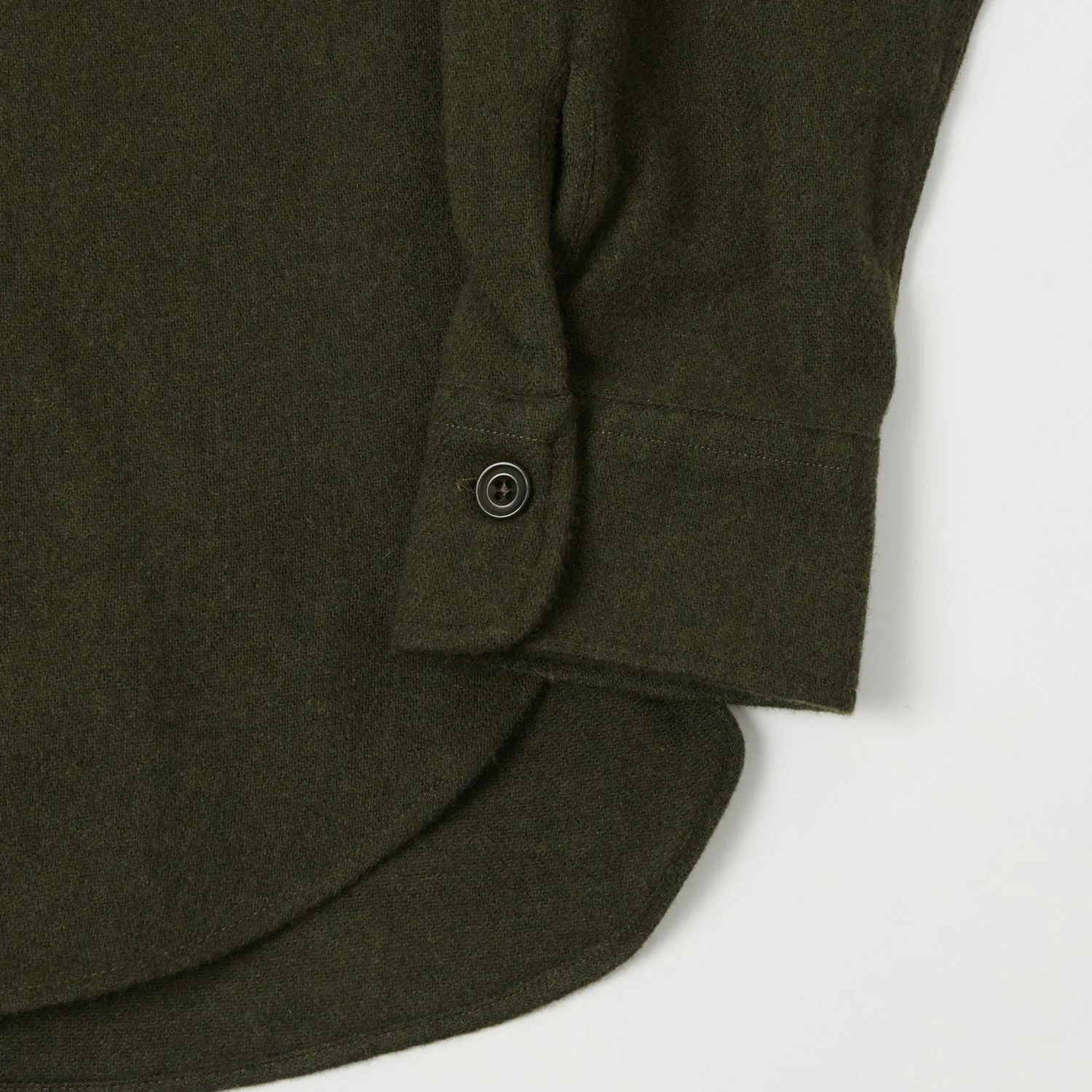 Minimalist Closure Polka Dot Hartford 'Percey' Wool Shirt - Army