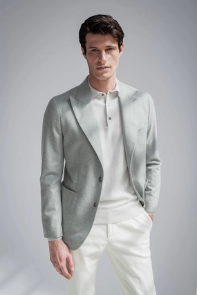 Street Style Jacket Sage herringbone jacket "Soragna Capsule Collection" - Made in Italy