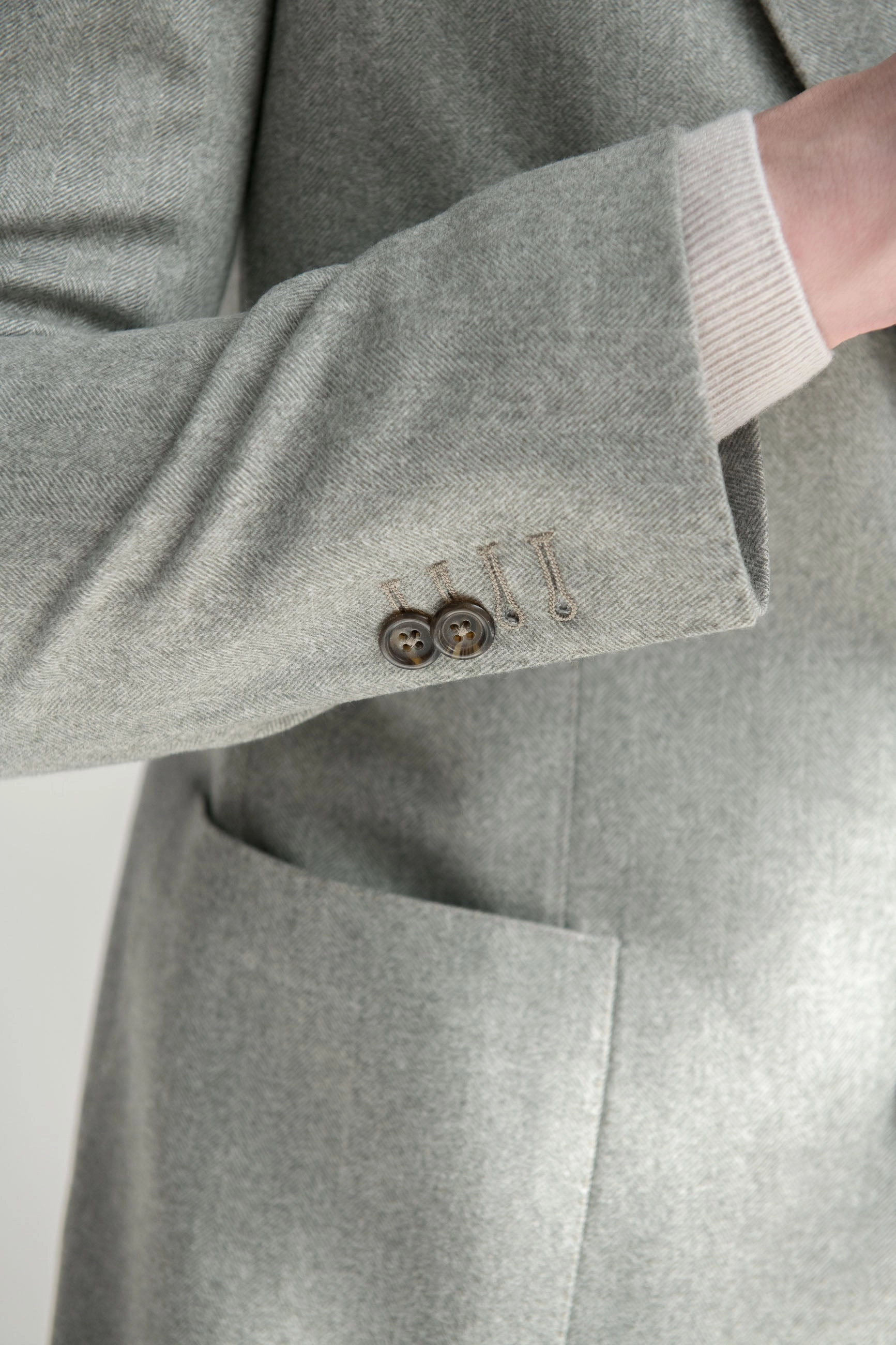 Sage herringbone jacket "Soragna Capsule Collection" - Made in Italy Windproof gear