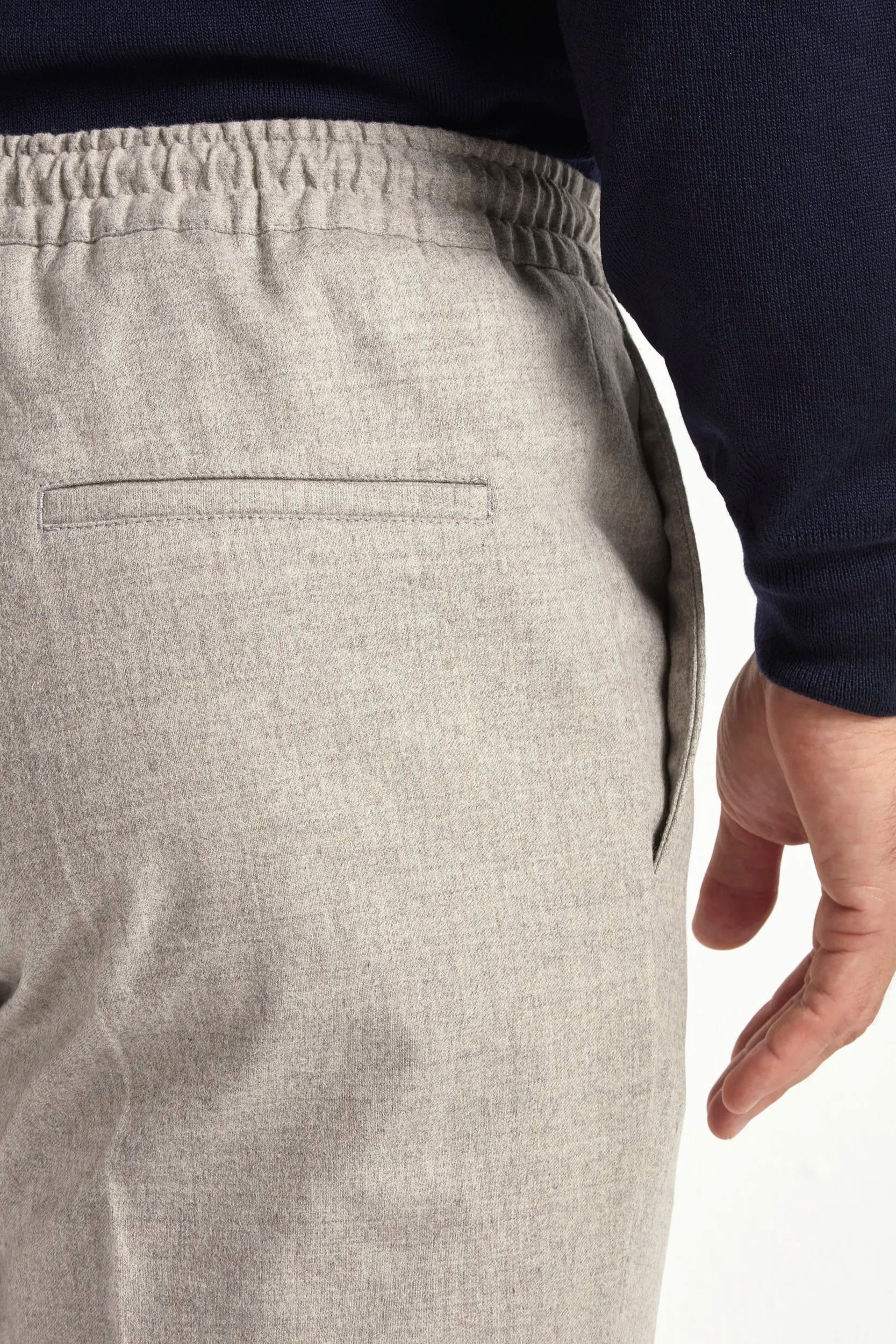 Sand flannel Alassio trousers - Made in Italy Flat Lock Stitching Core Stretch