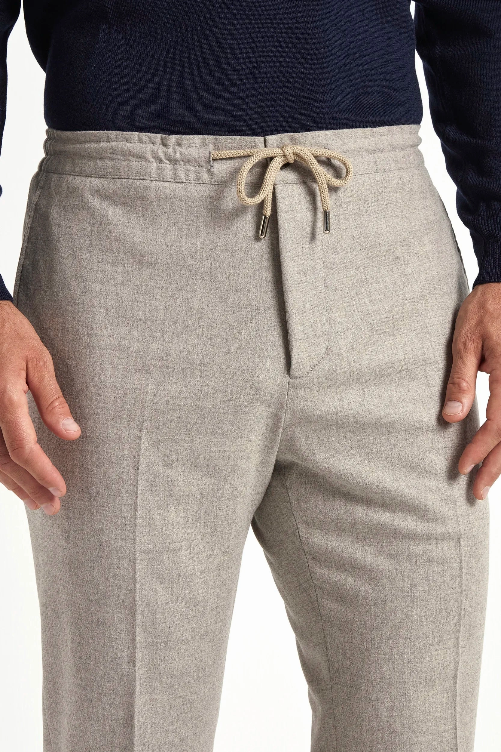 UltraSoftLining NonIrritatingStitching Sand flannel Alassio trousers - Made in Italy