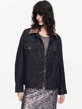 wrinkle free QuickAccess Pockets Contrast Cotton Denim Jacket