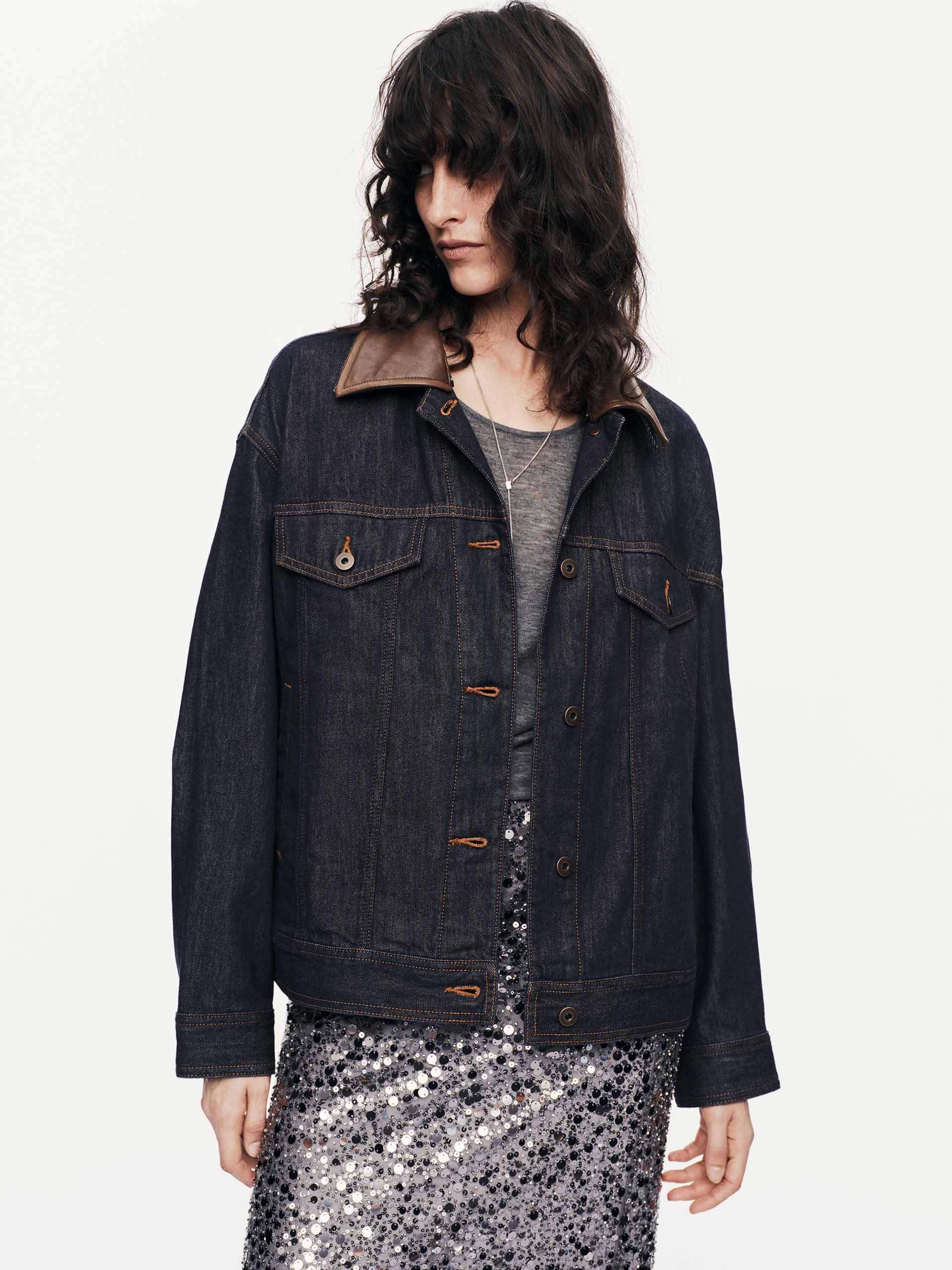 AntiStatic Lining Contrast Cotton Denim Jacket