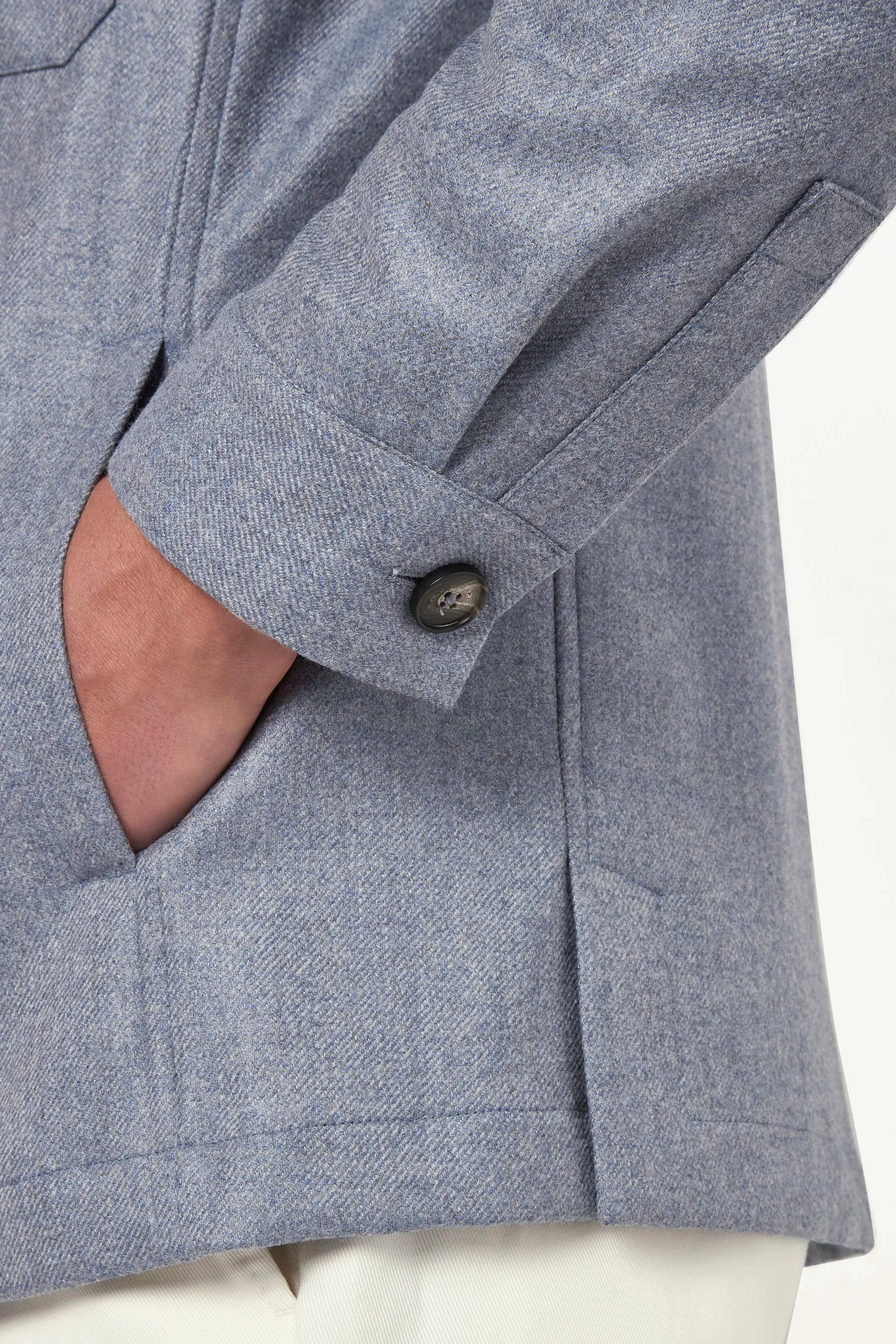 Dusty blue wool and cashmere shirt jacket  - Made in Italy Active Fashion