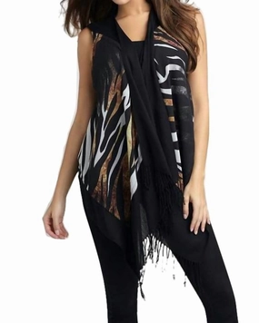 Tiger Stripes Long Vest in Black Multi | Black Multi Appreciate