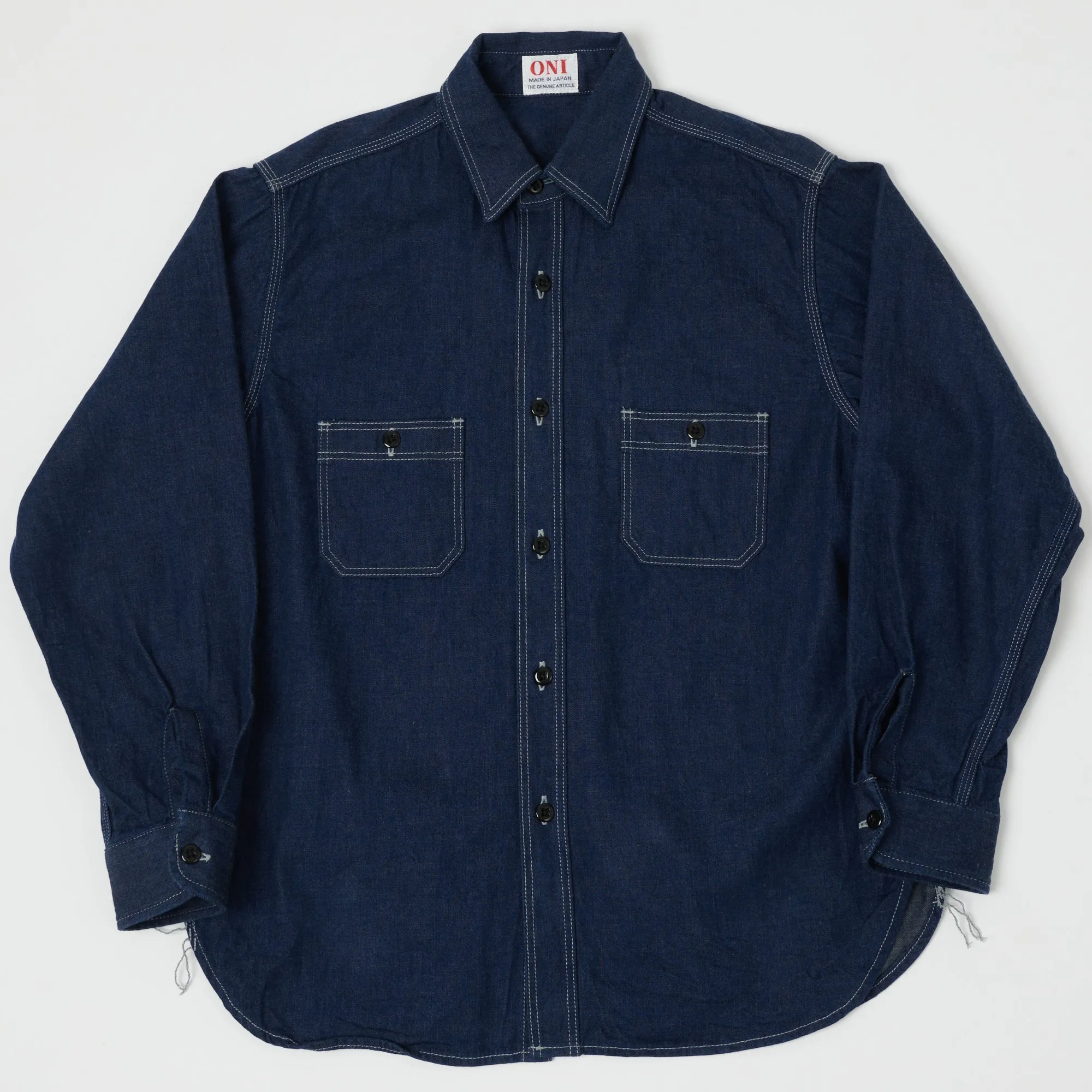 Runway Inspired ONI Denim 02105-IDG 'Yokonezu' 10oz Denim Grey Weft Work Shirt - Rinsed