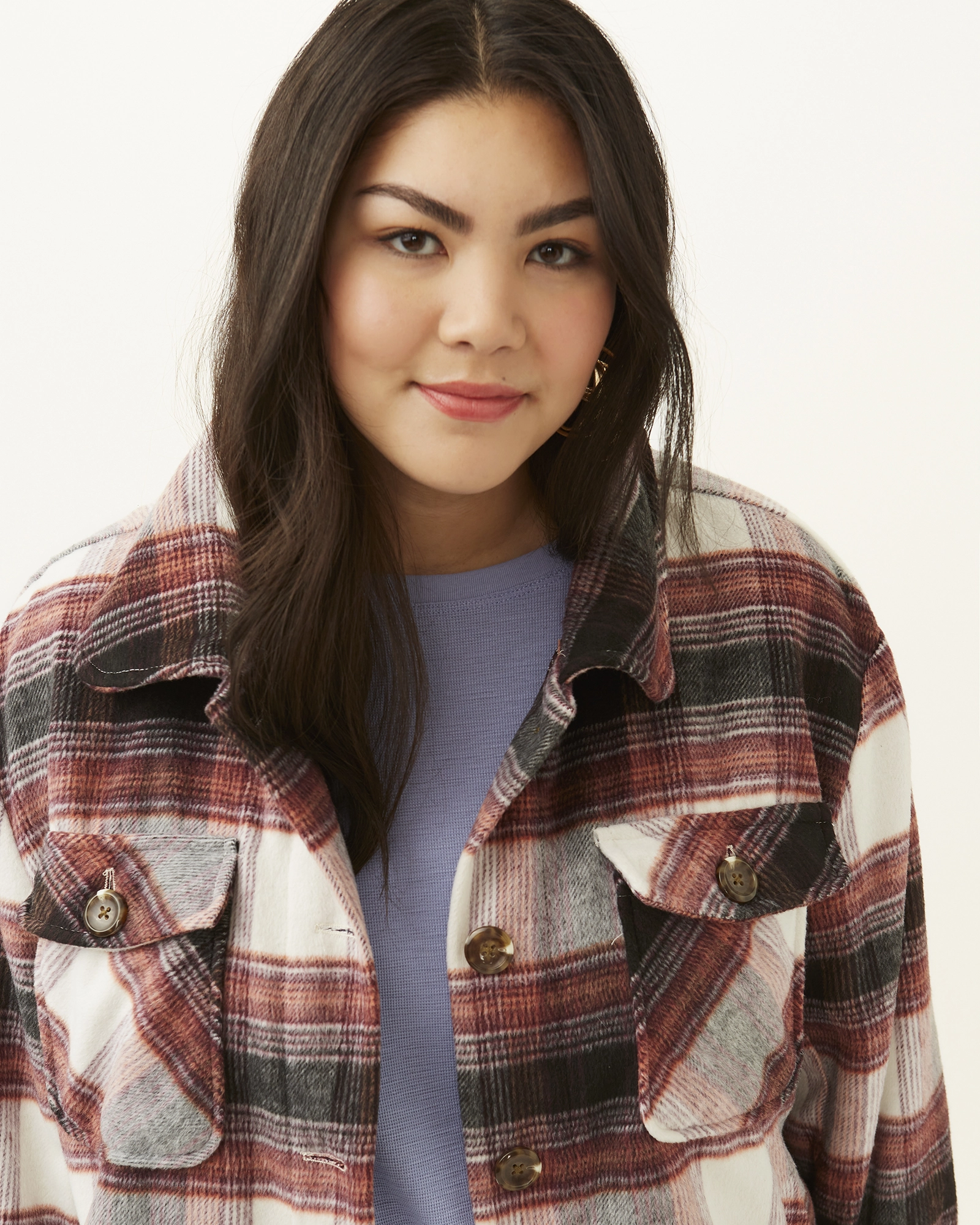 Crysta Plaid Shacket | Burgundy / Charcoal Grey suitable for dance parties