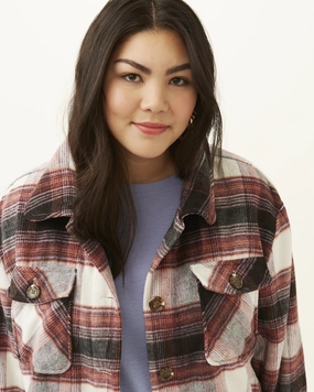 Crysta Plaid Shacket | Burgundy / Charcoal Grey suitable for dance parties