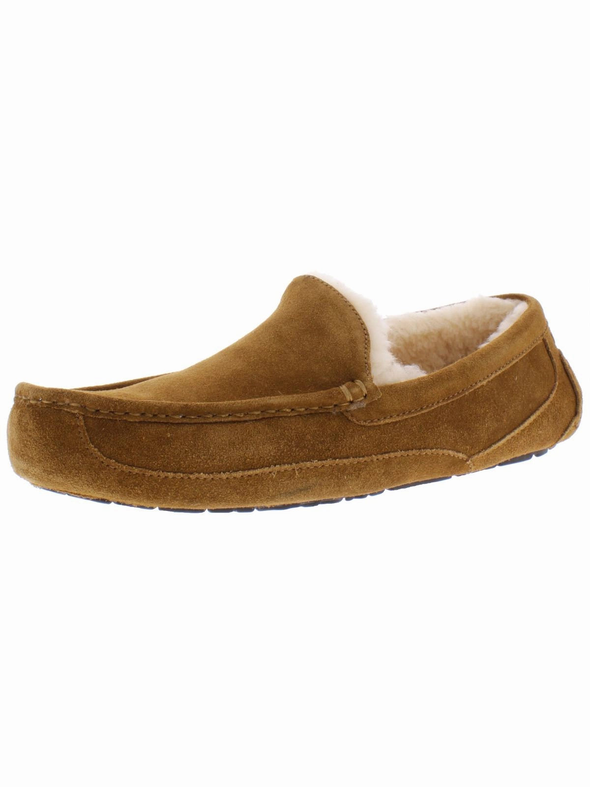 Ascot Mens Suede Shearling Moccasin Slippers Quick Beach Shoes Quick Comfort Slides