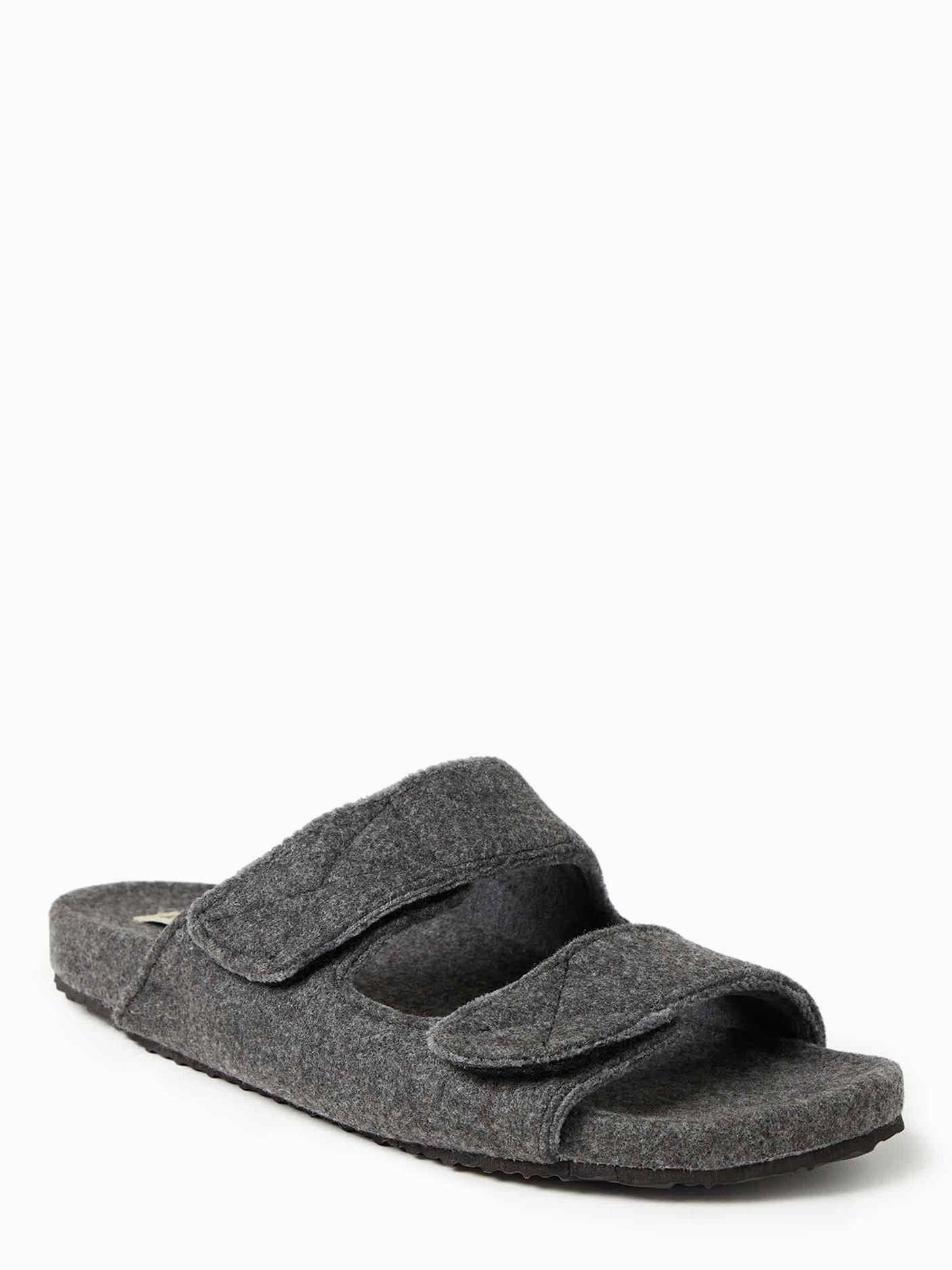 Seamless Interior Compression Molded Base Dearfoams Men's Maddox Wool Blend Double Band Slide Slipper