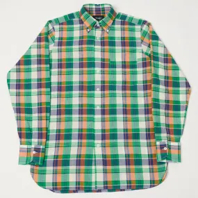 Easy Comfort Trendy Wear Drake's Button Down Madras Shirt - Green/Orange/Blue