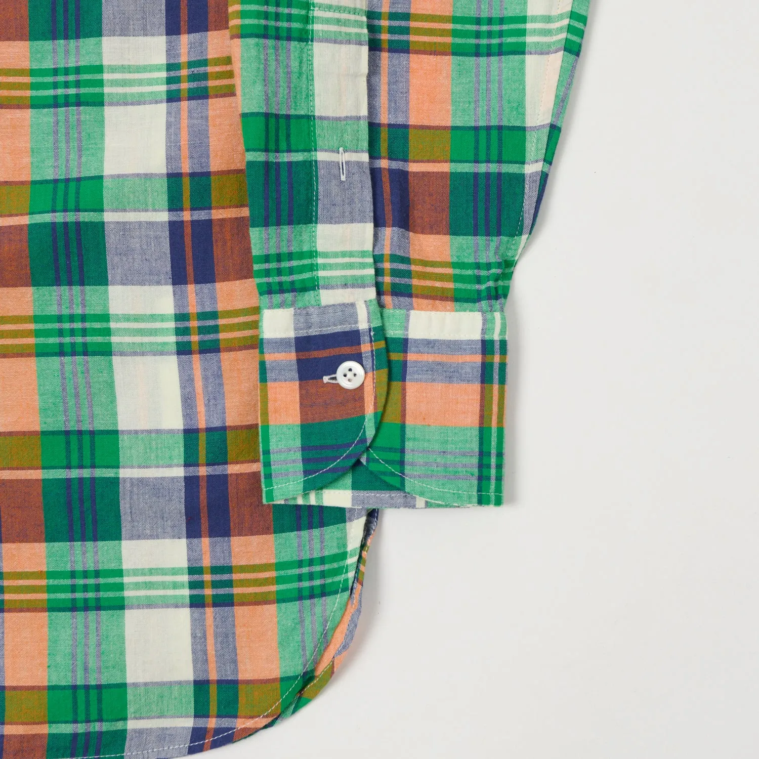 Holiday Special Drake's Button Down Madras Shirt - Green/Orange/Blue