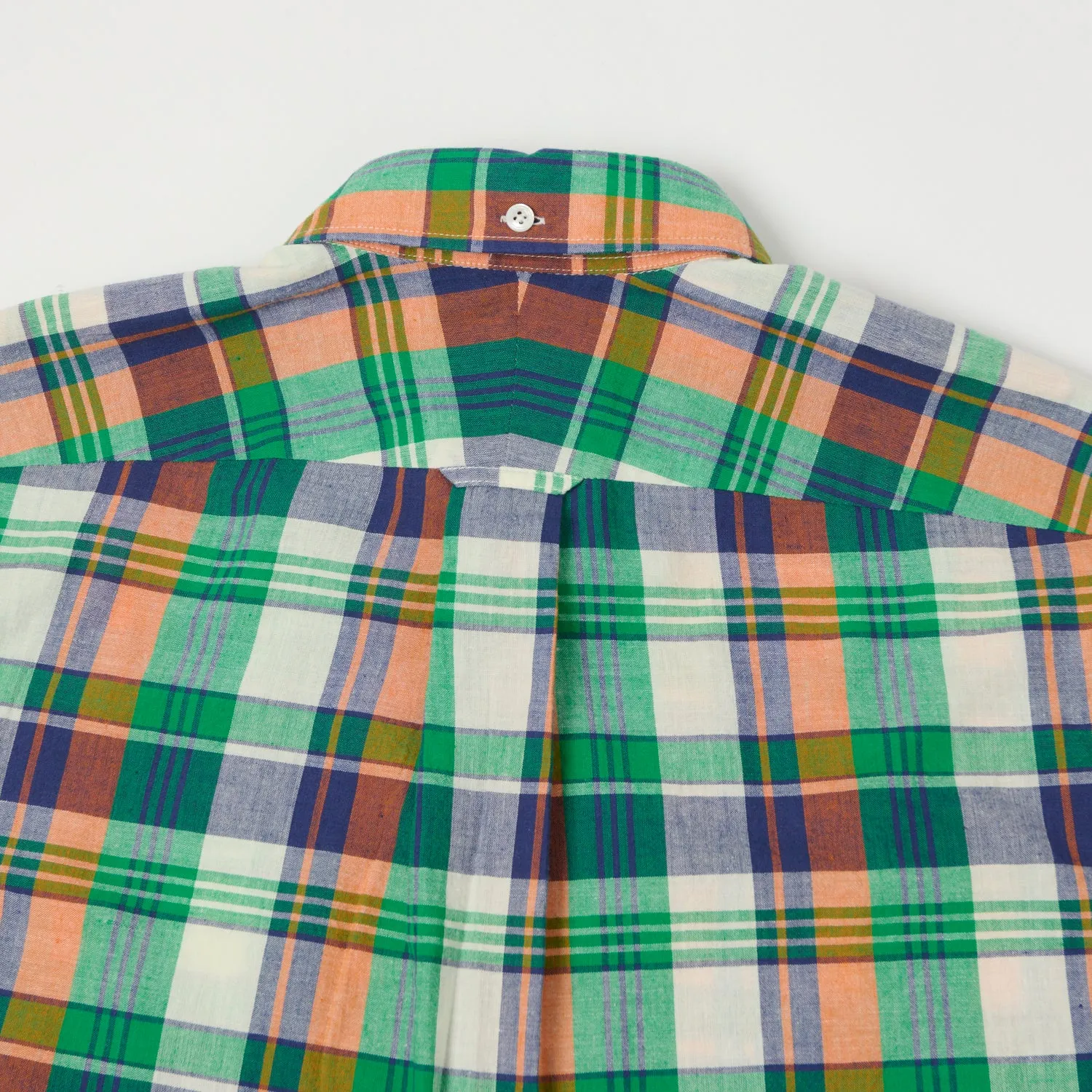 Drake's Button Down Madras Shirt - Green/Orange/Blue Limited Edition Active Layering