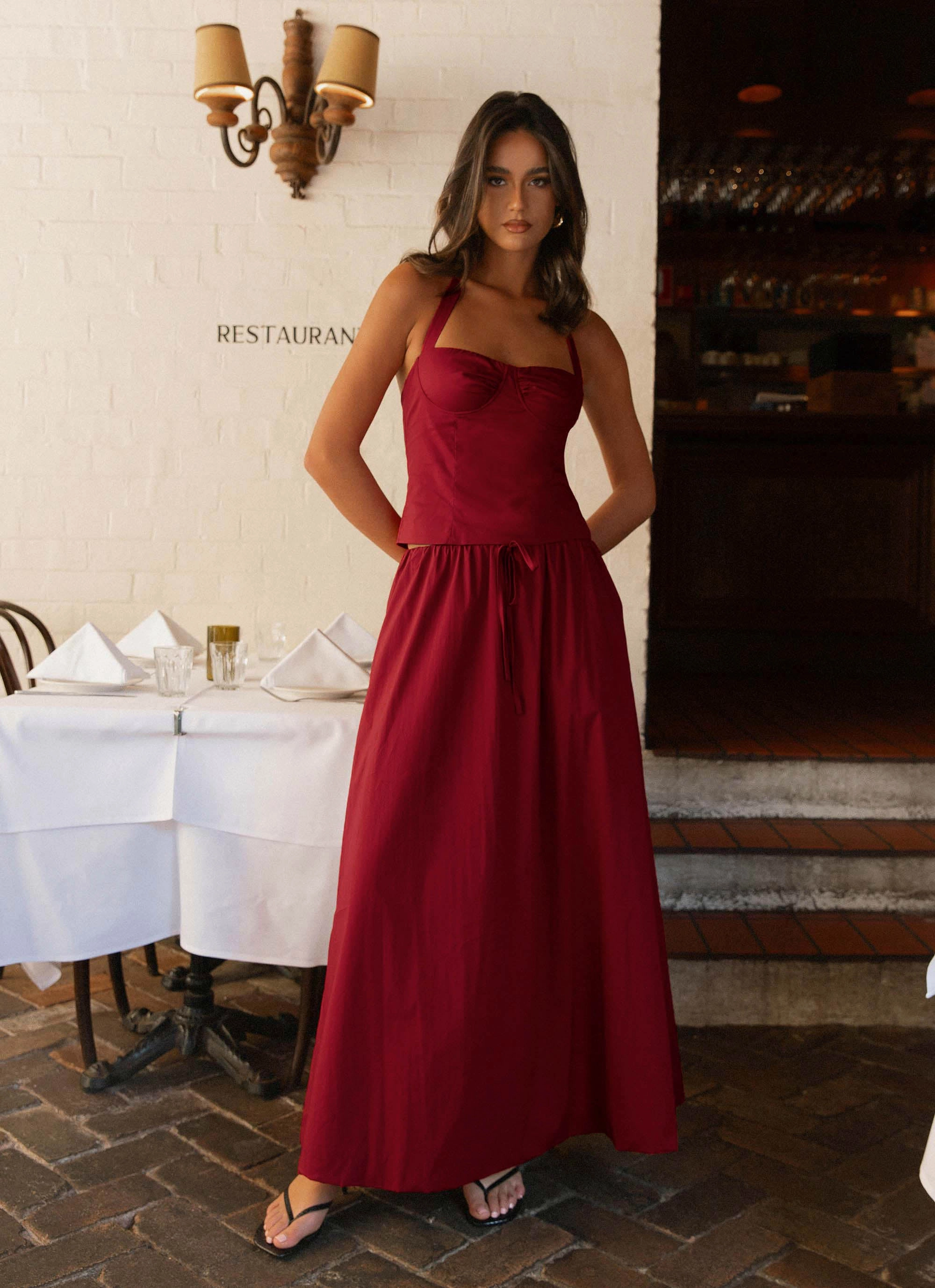 Cheryl Maxi Skirt - Cherry Red Weekend Style